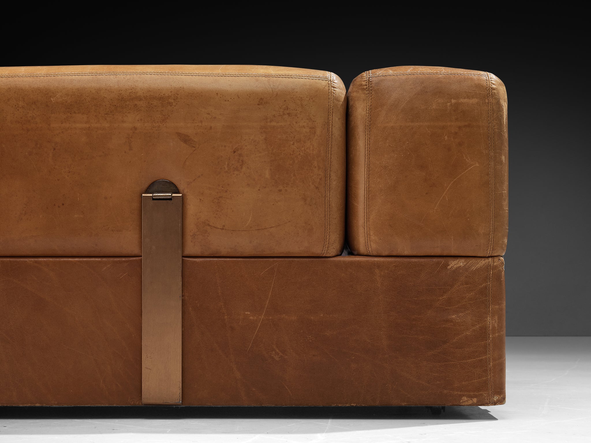 Tito Agnoli for Cinova Daybed Sofa in Cognac Leather Seating Morentz