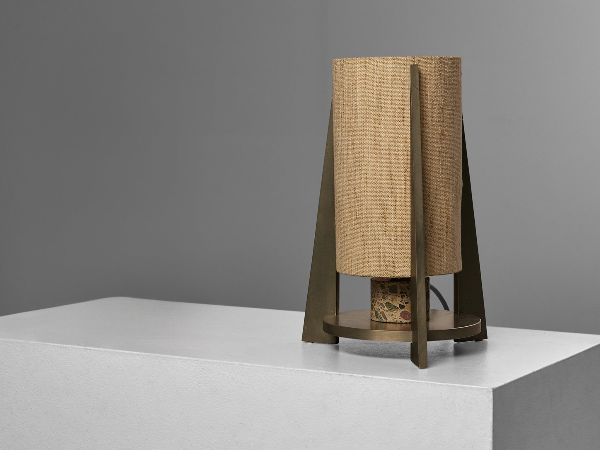Tripod Table Lamp in Terrazzo Stone and Steel lighting Morentz