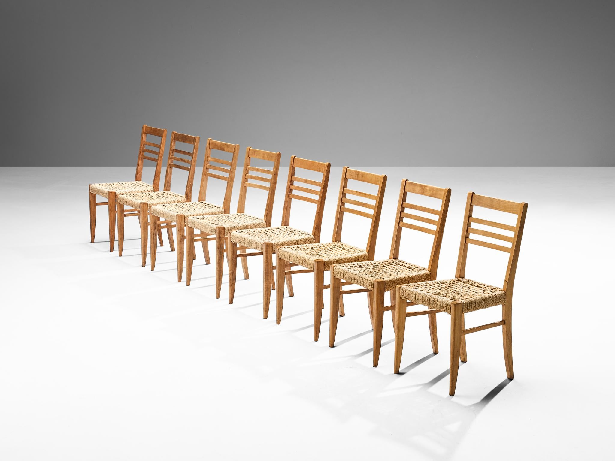 Adrien Audoux & Frida Minet Set of Eight Dining Chairs in Braided Hemp