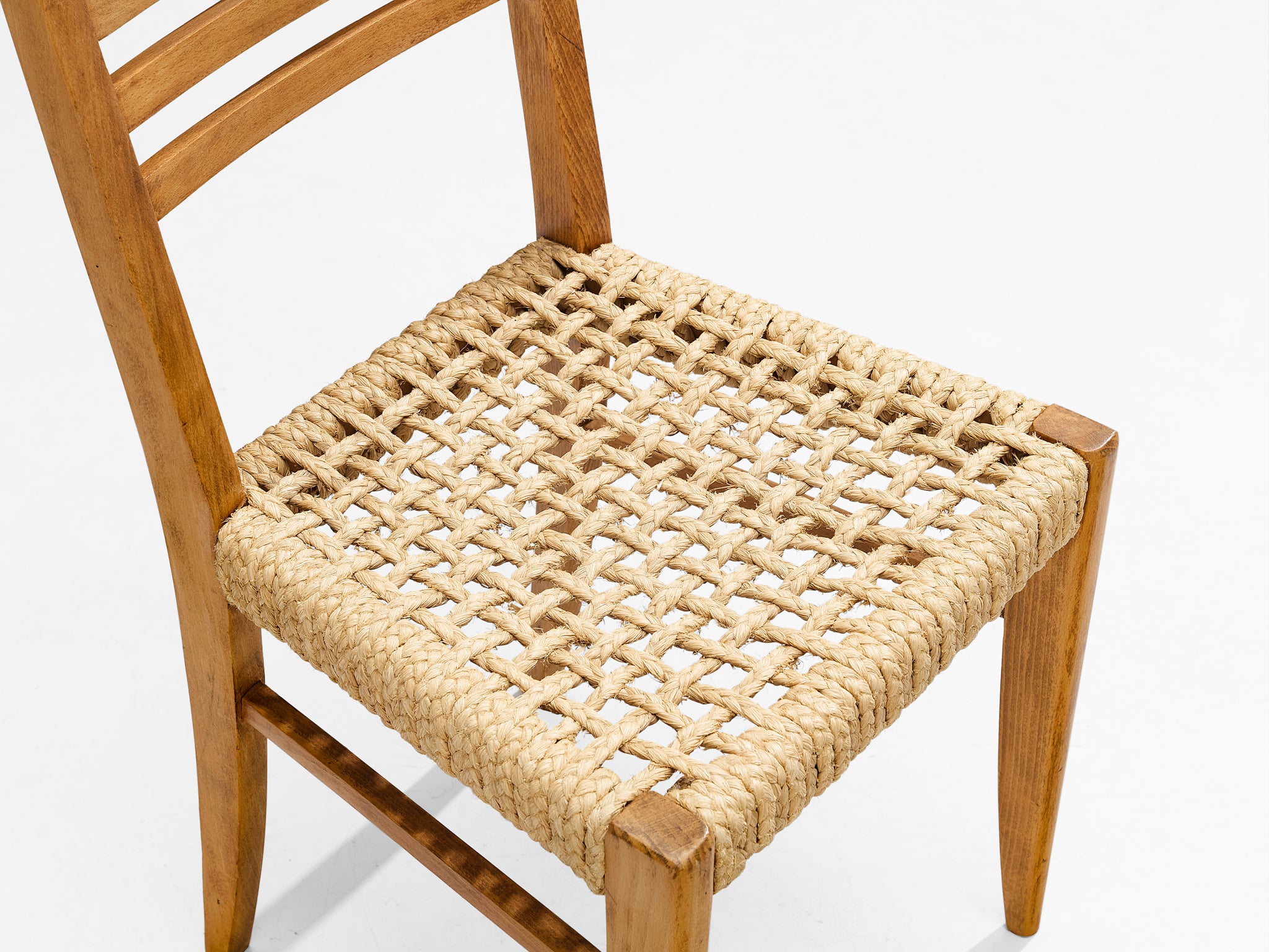 Adrien Audoux & Frida Minnet for Vido Set of Four Dining Chairs in Braided Hemp Seating Morentz