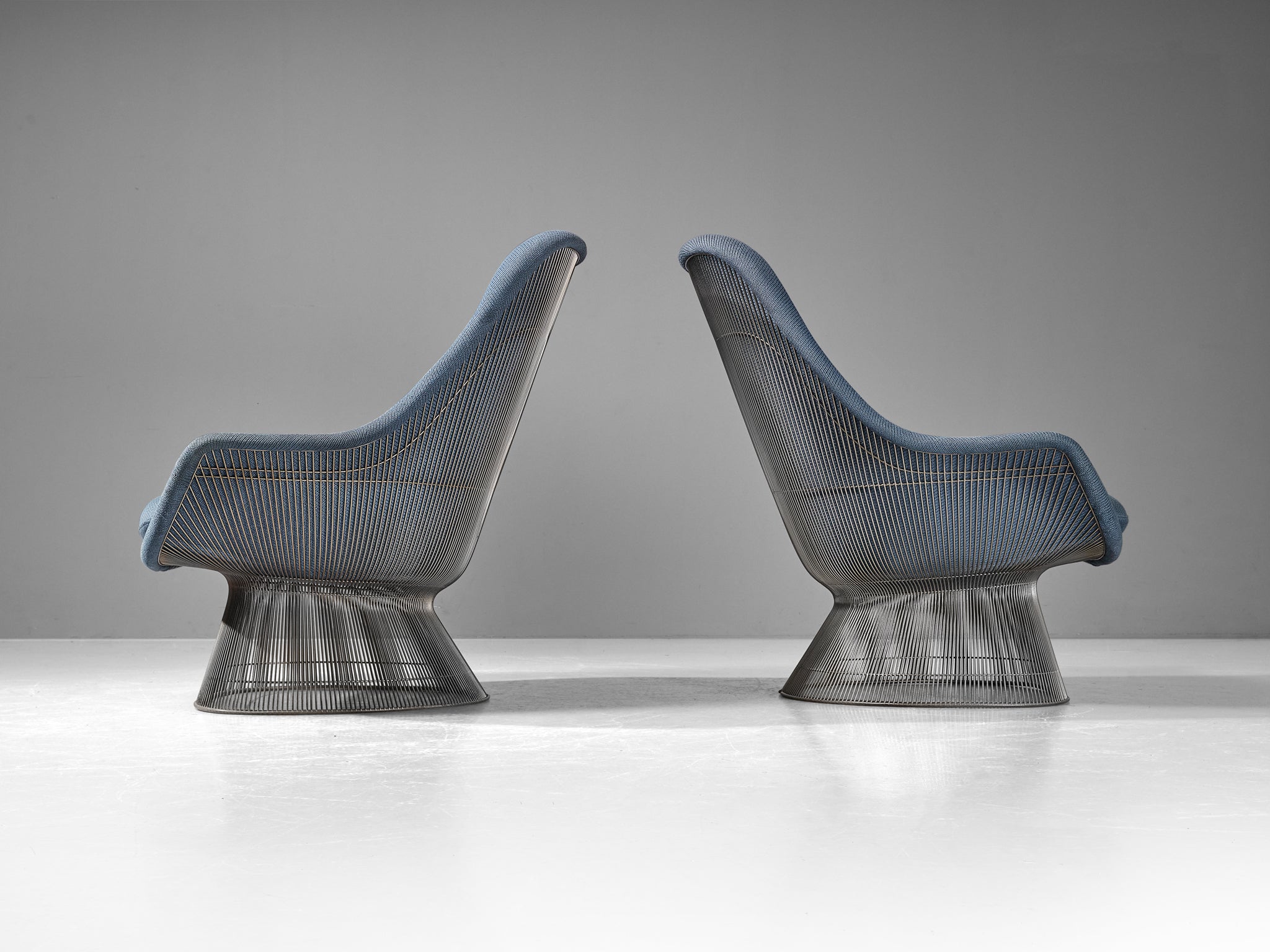 Warren Platner Pair of Easy Chairs in Baby Blue Upholstery