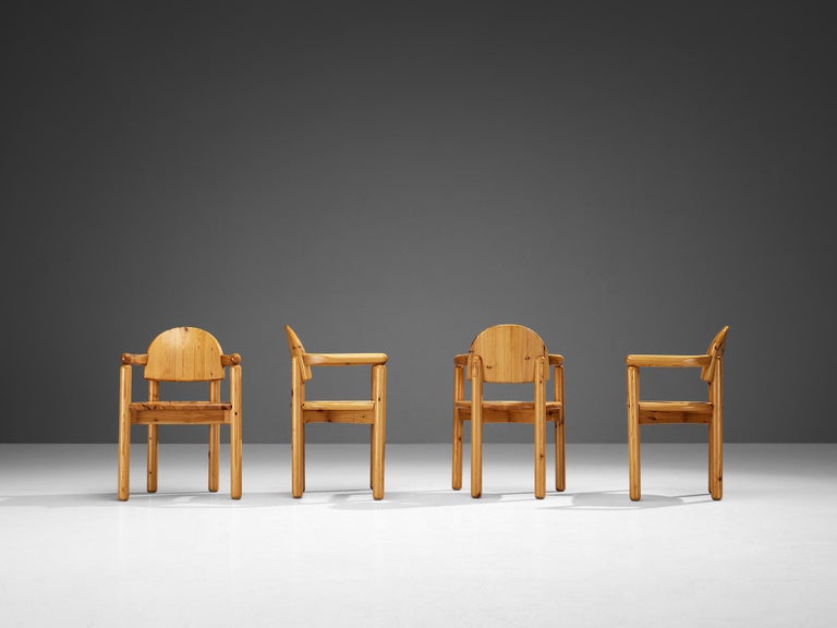 Danish Set of Four Armchairs in Solid Pine