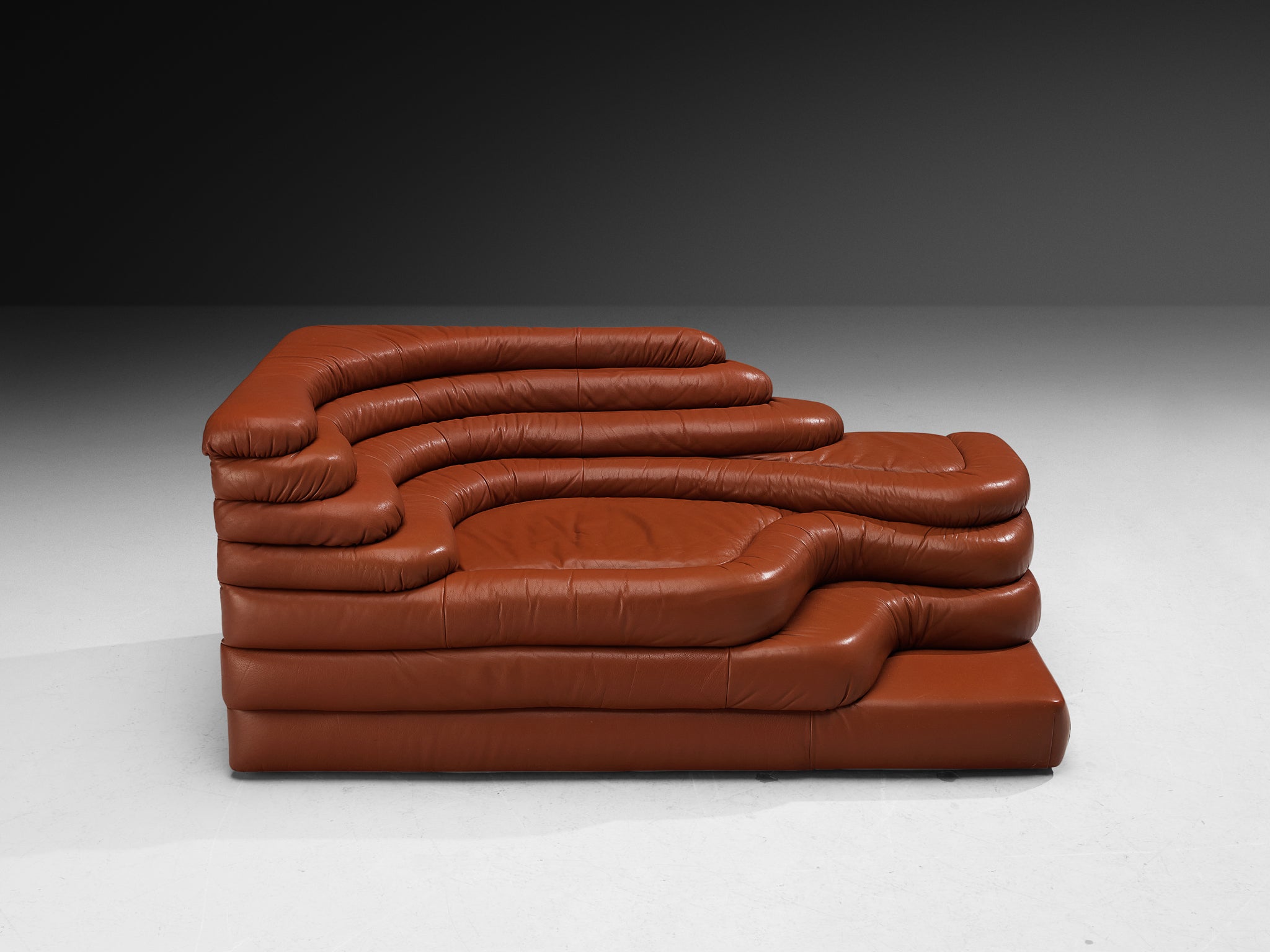 Ubald Klug for De Sede 'Terrazza' Landscape in Red Brown Leather Seating Morentz