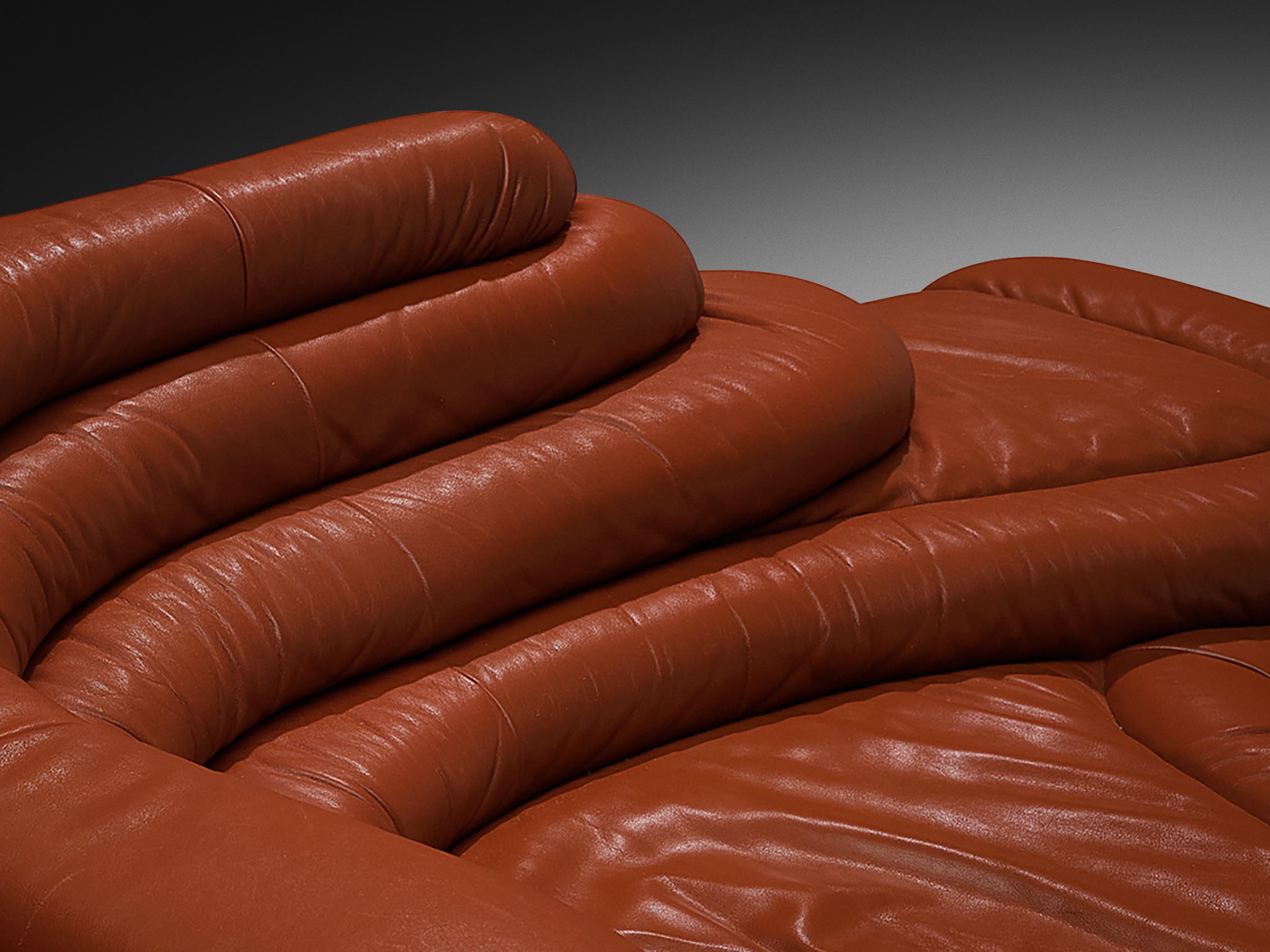 Ubald Klug for De Sede 'Terrazza' Landscape in Red Brown Leather Seating Morentz