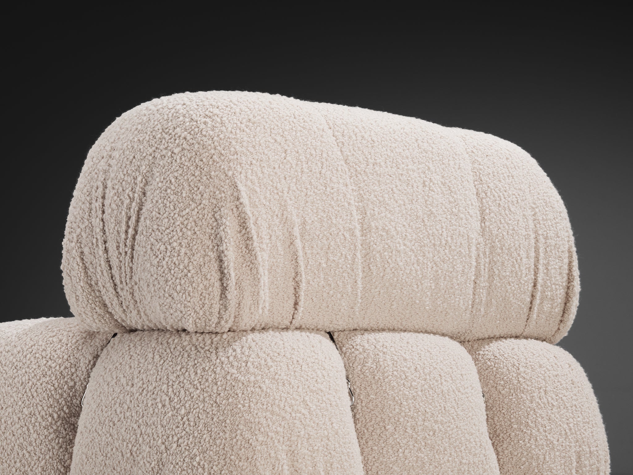 Mario Bellini Reupholstered 'Camaleonda' Lounge Chair with Ottoman White Boucle Seating Morentz