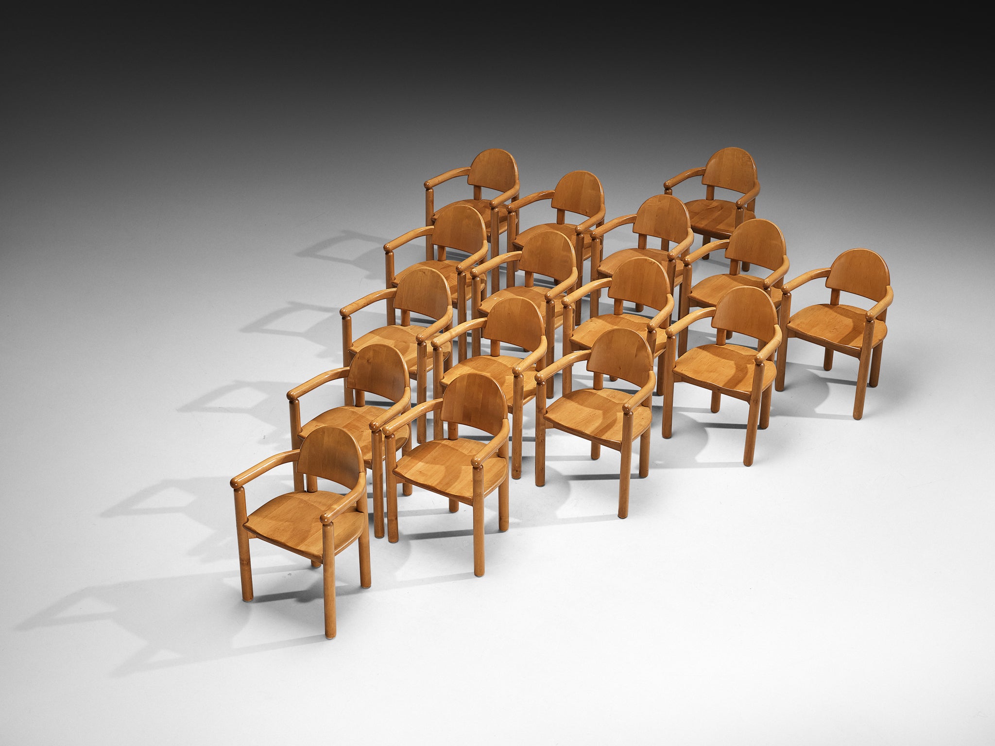Rainer Daumiller Set of Sixteen Dining Chairs in Solid Pine Seating Morentz