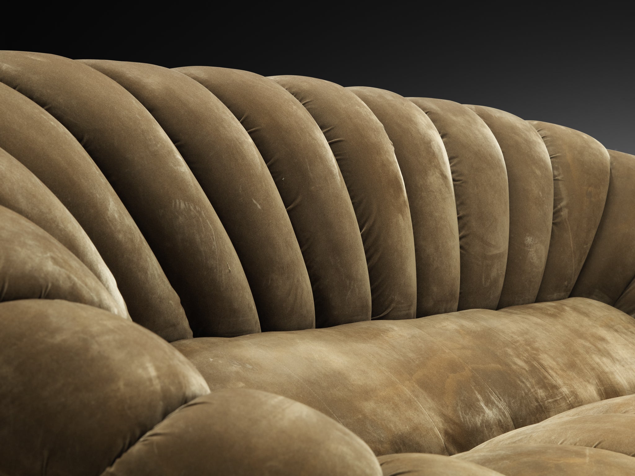 Italian Organic Sofa in Khaki Green Velvet Seating Morentz