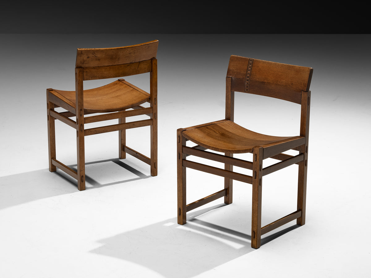 Giuseppe Rivadossi for Officina Rivadossi Set of Six Dining Chairs in Oak Seating Morentz