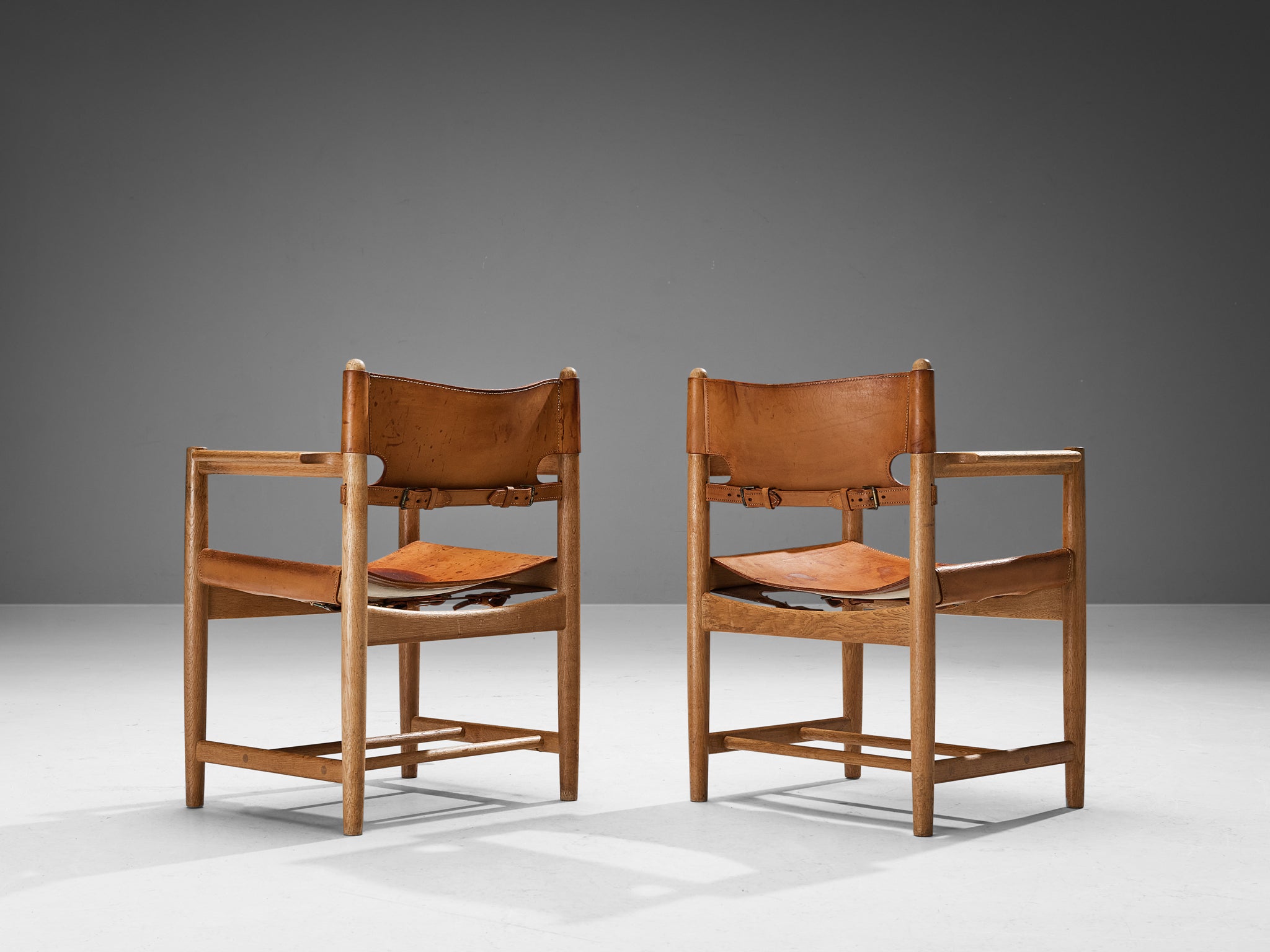 Børge Mogensen for Fredericia Pair of Armchairs in Oak and Leather