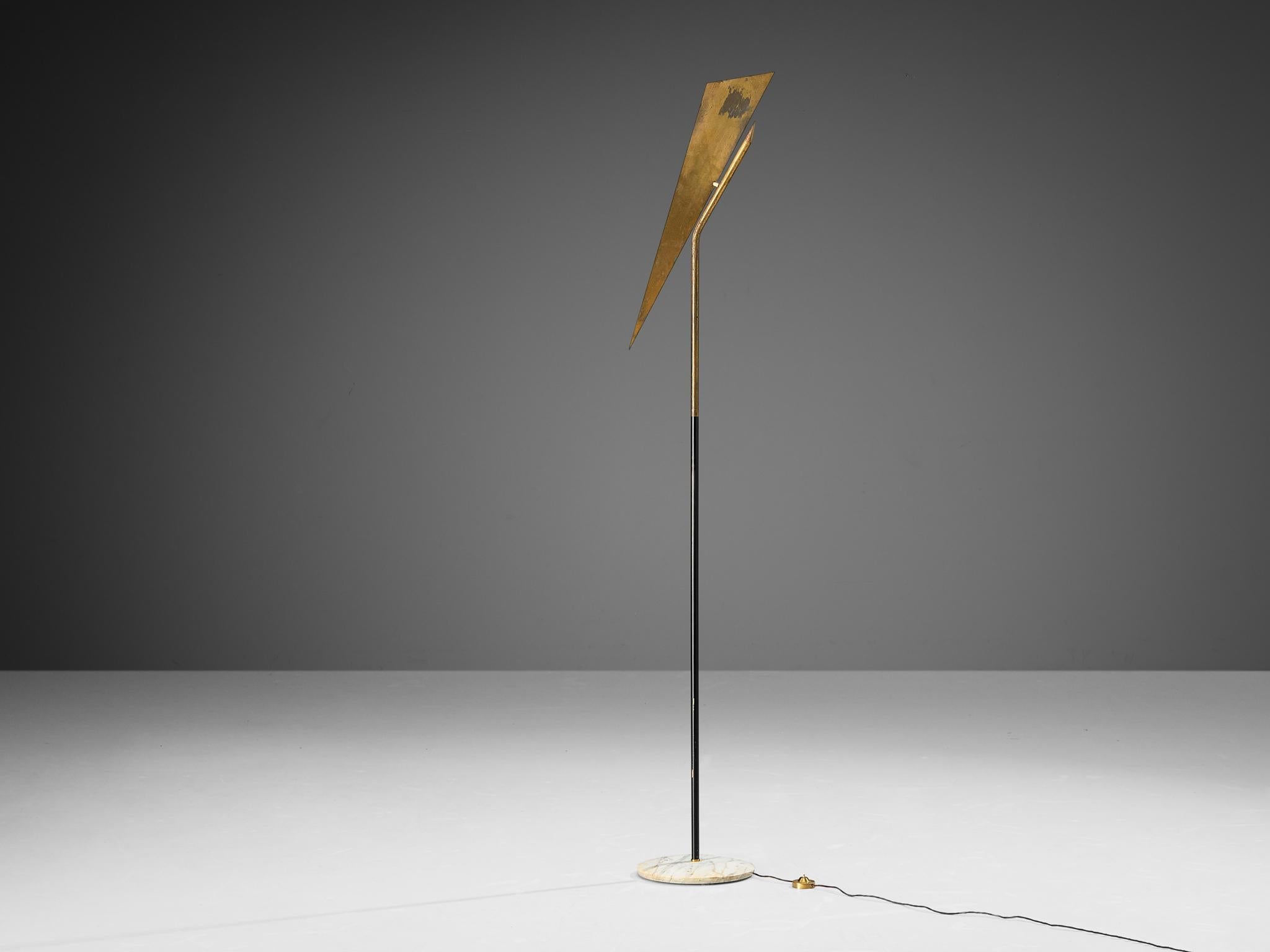 Angelo Lelii for Arredoluce Floor Lamp in Brass and Carrara Marble