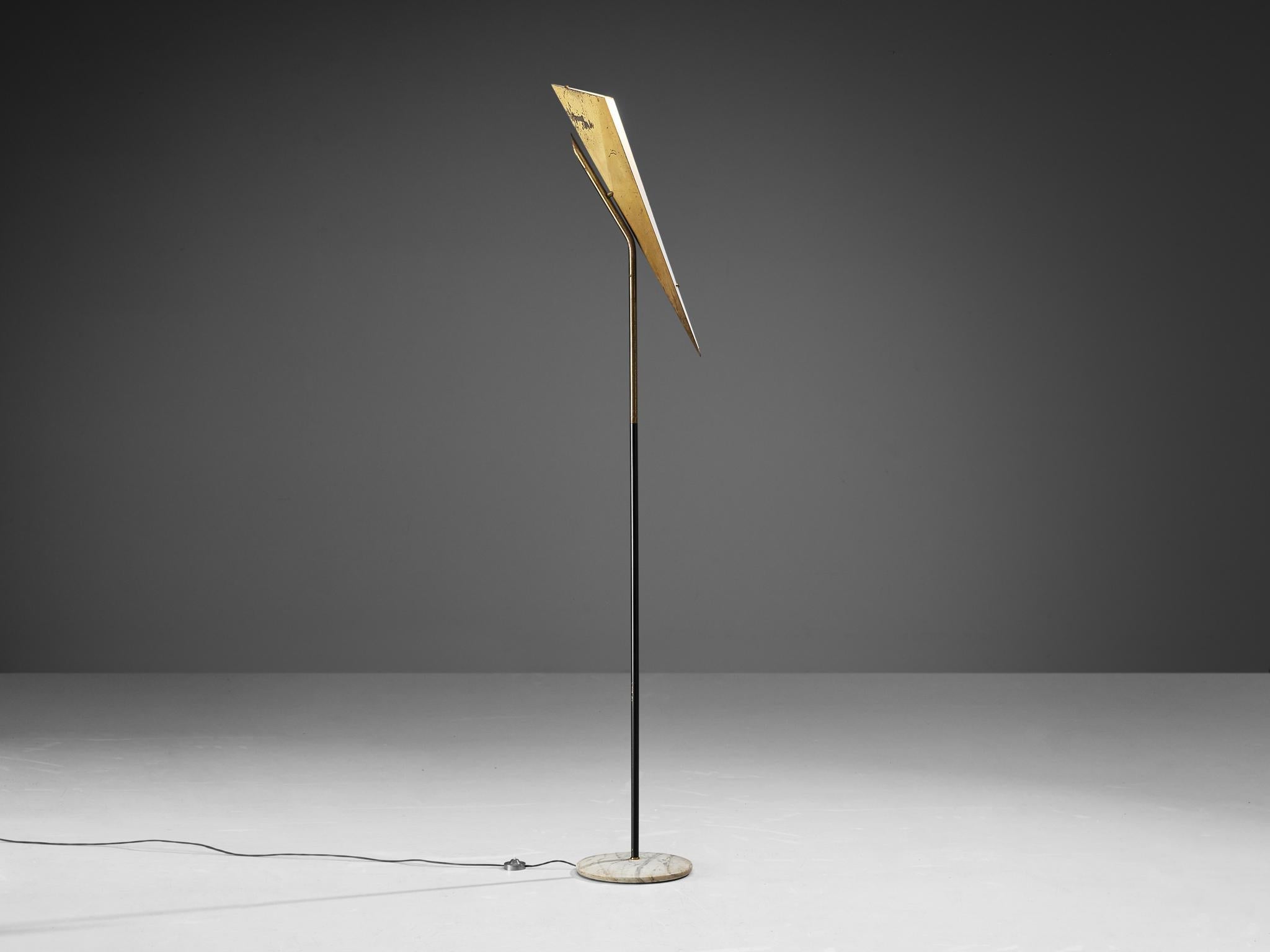 Angelo Lelii for Arredoluce Floor Lamp in Brass and Carrara Marble