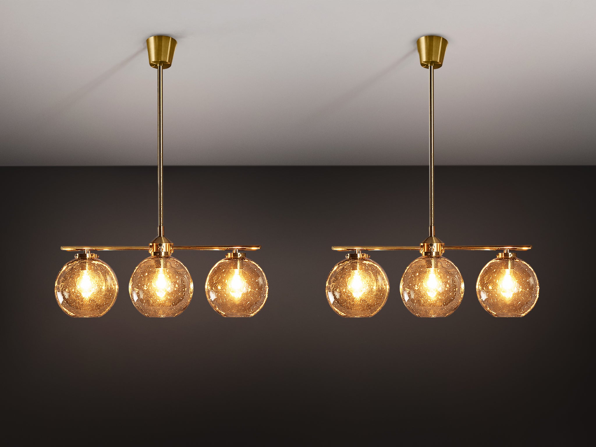 Holger Johansson for Westal Chandelier in Brass and Smoked Glass