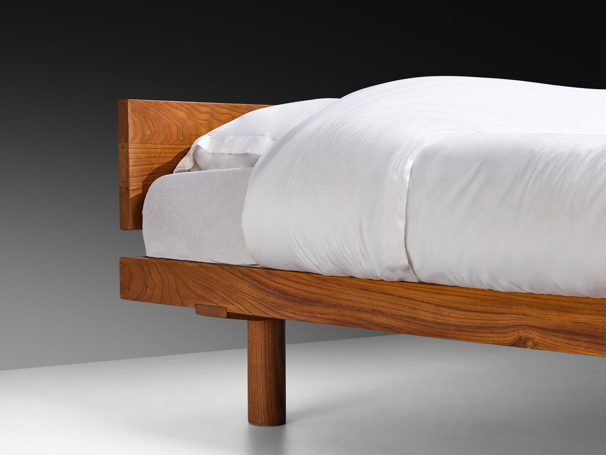 Early Pierre Chapo 'Godot' Queen Bed in Solid Elm More Furniture and Collectibles Morentz