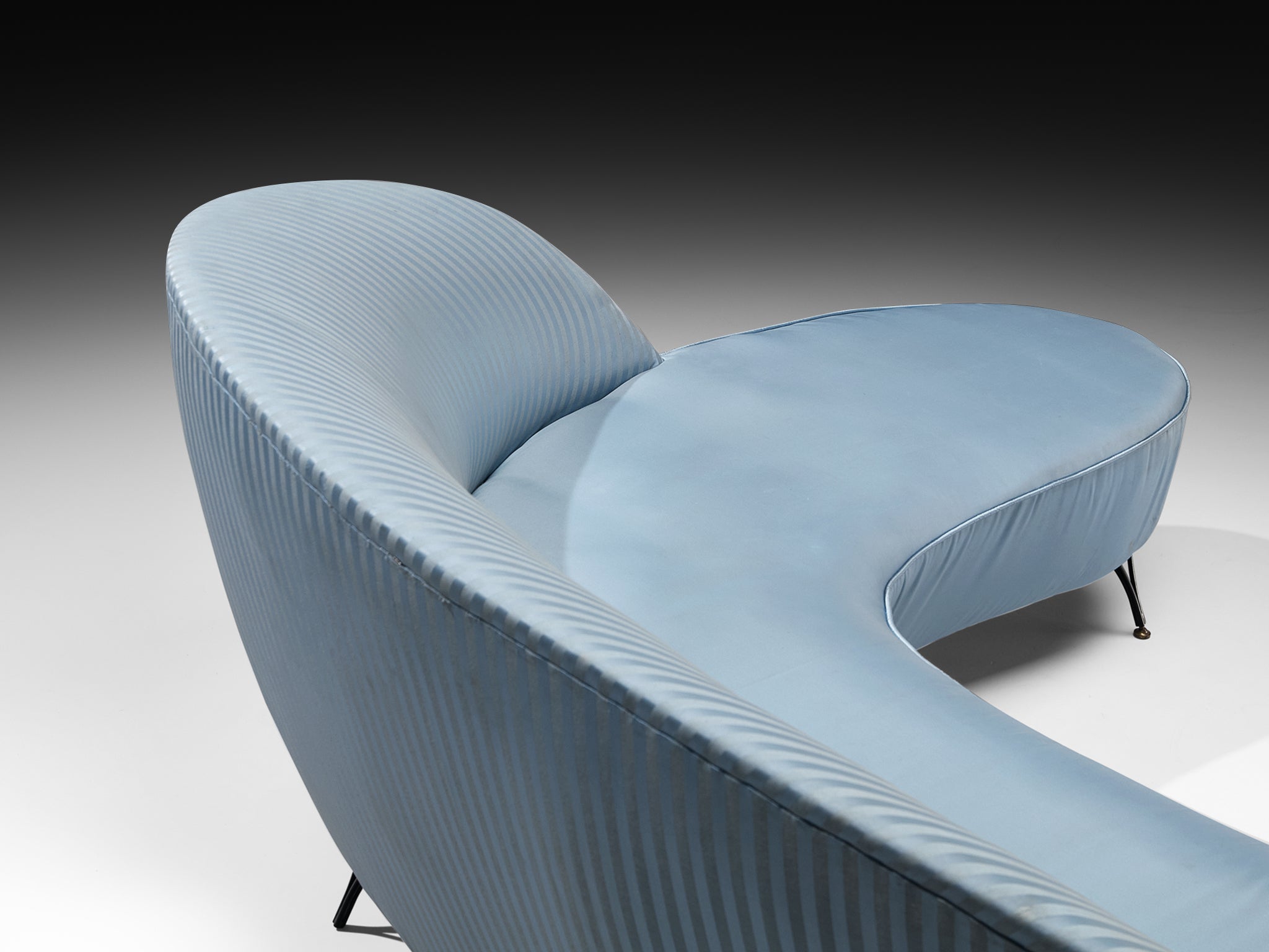 Italian Freeform Curved Sofa in Light Blue Upholstery Seating Morentz