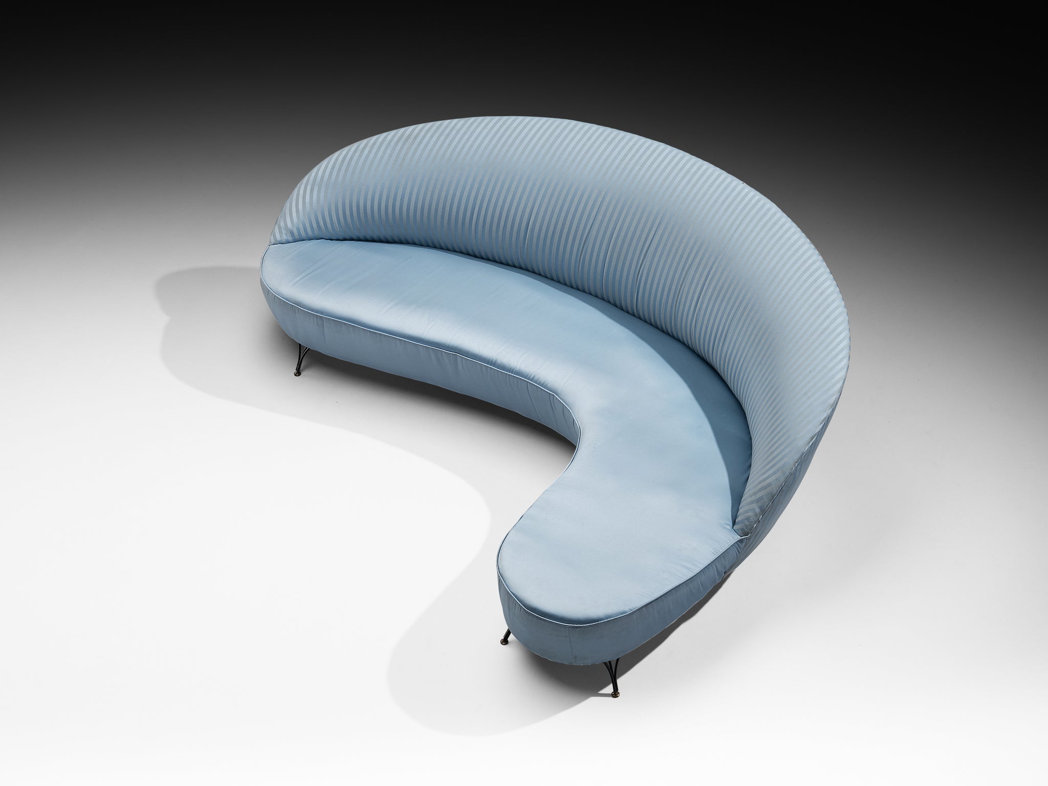Italian Freeform Curved Sofa in Light Blue Upholstery Seating Morentz
