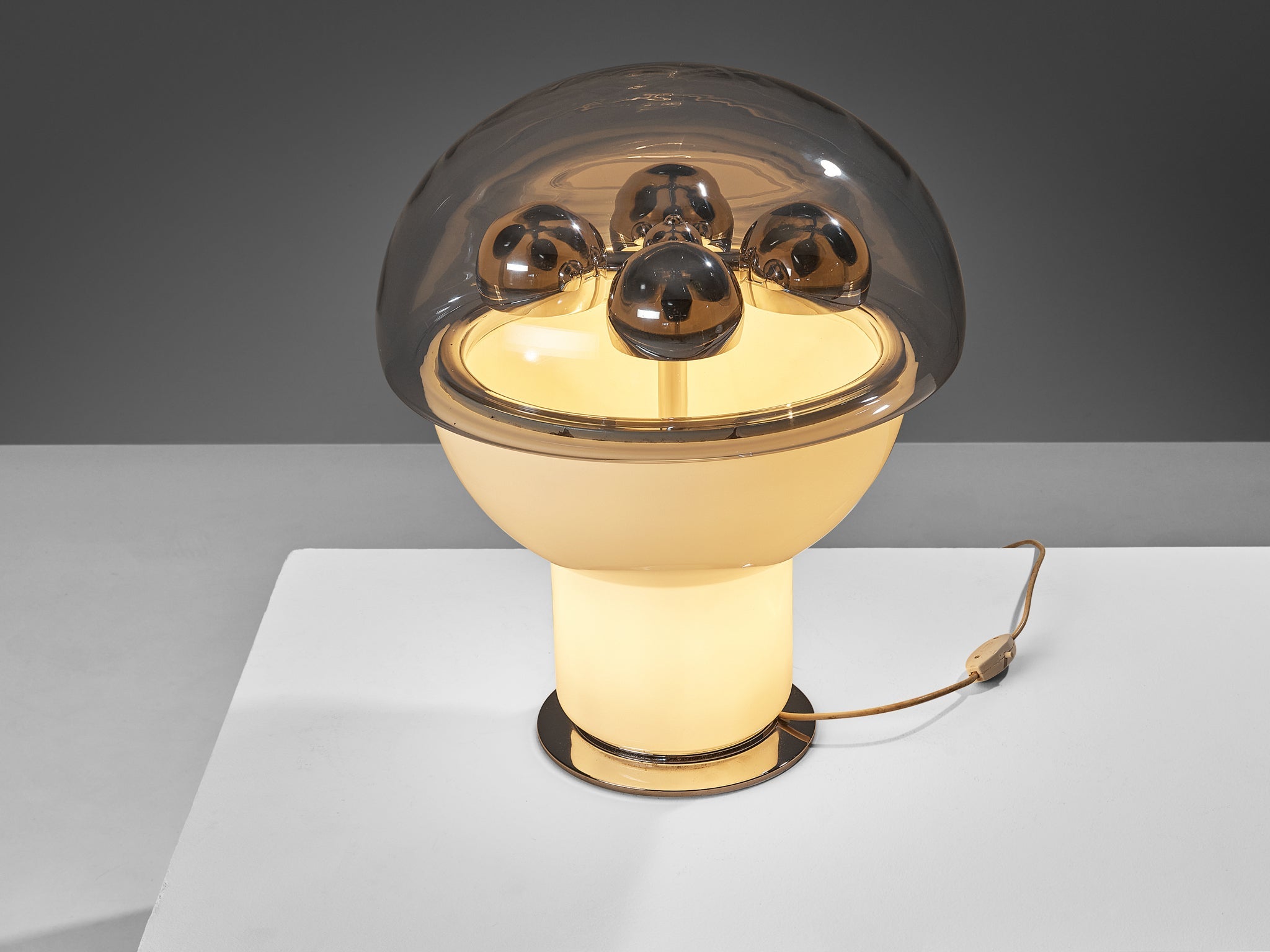 Selenova Postmodern Table Lamp with Glass Orb in Light Blue Glass & Perspex lighting Morentz