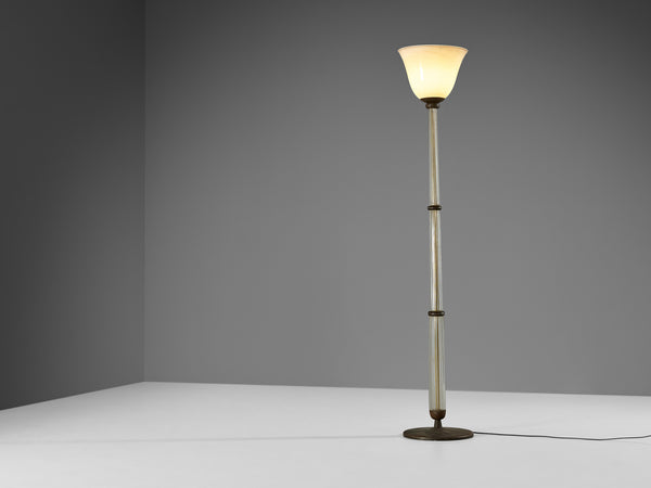 Tomaso Buzzi for Venini Floor Lamp in Alga Glass and Gold Leaf