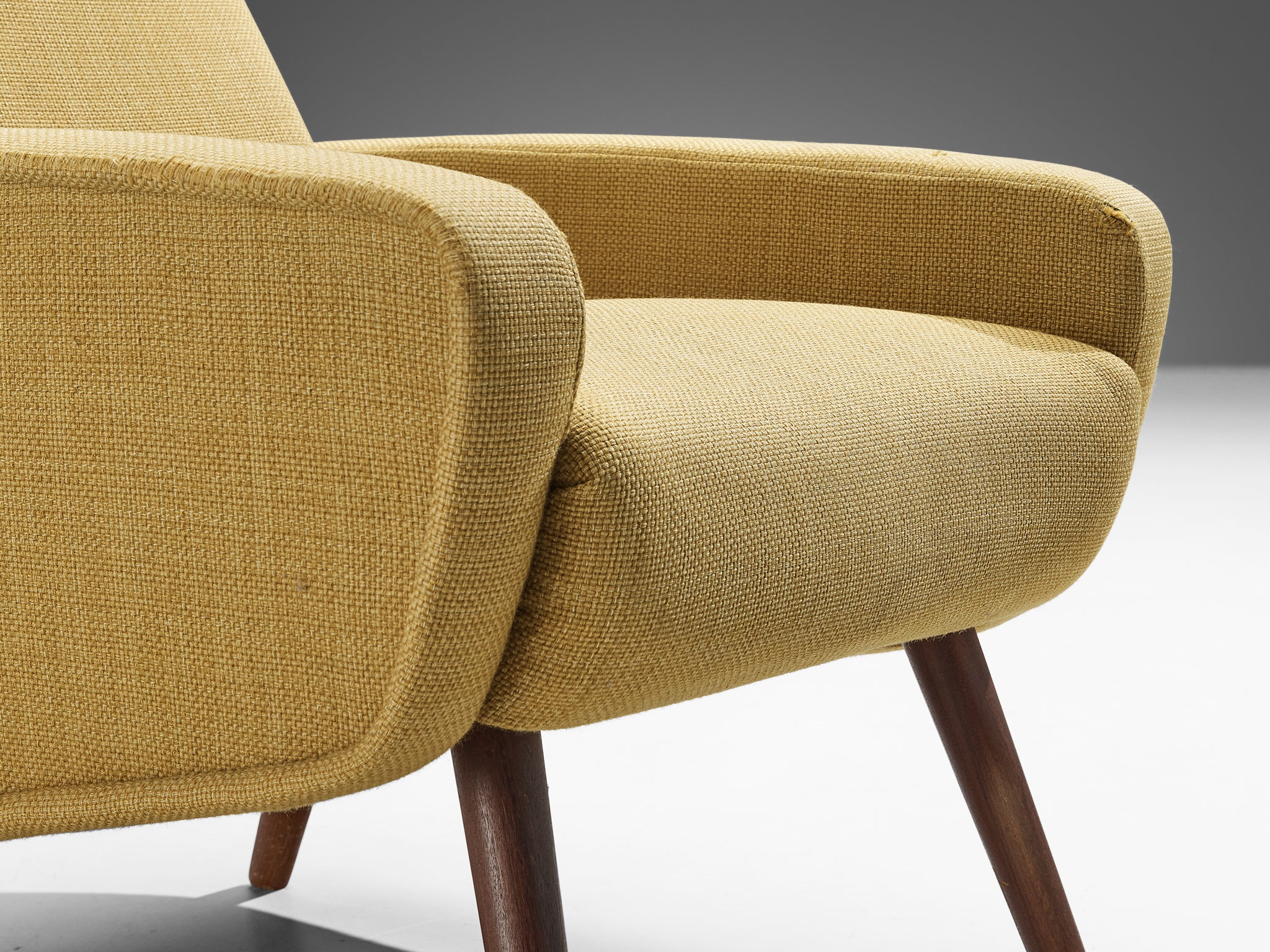 Italian Midcentury Lounge Chair in Mustard Yellow Upholstery