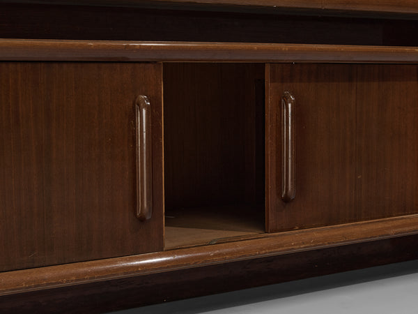Enrico & Paolo Borghi High Sideboard in Mahogany with Carved Doors