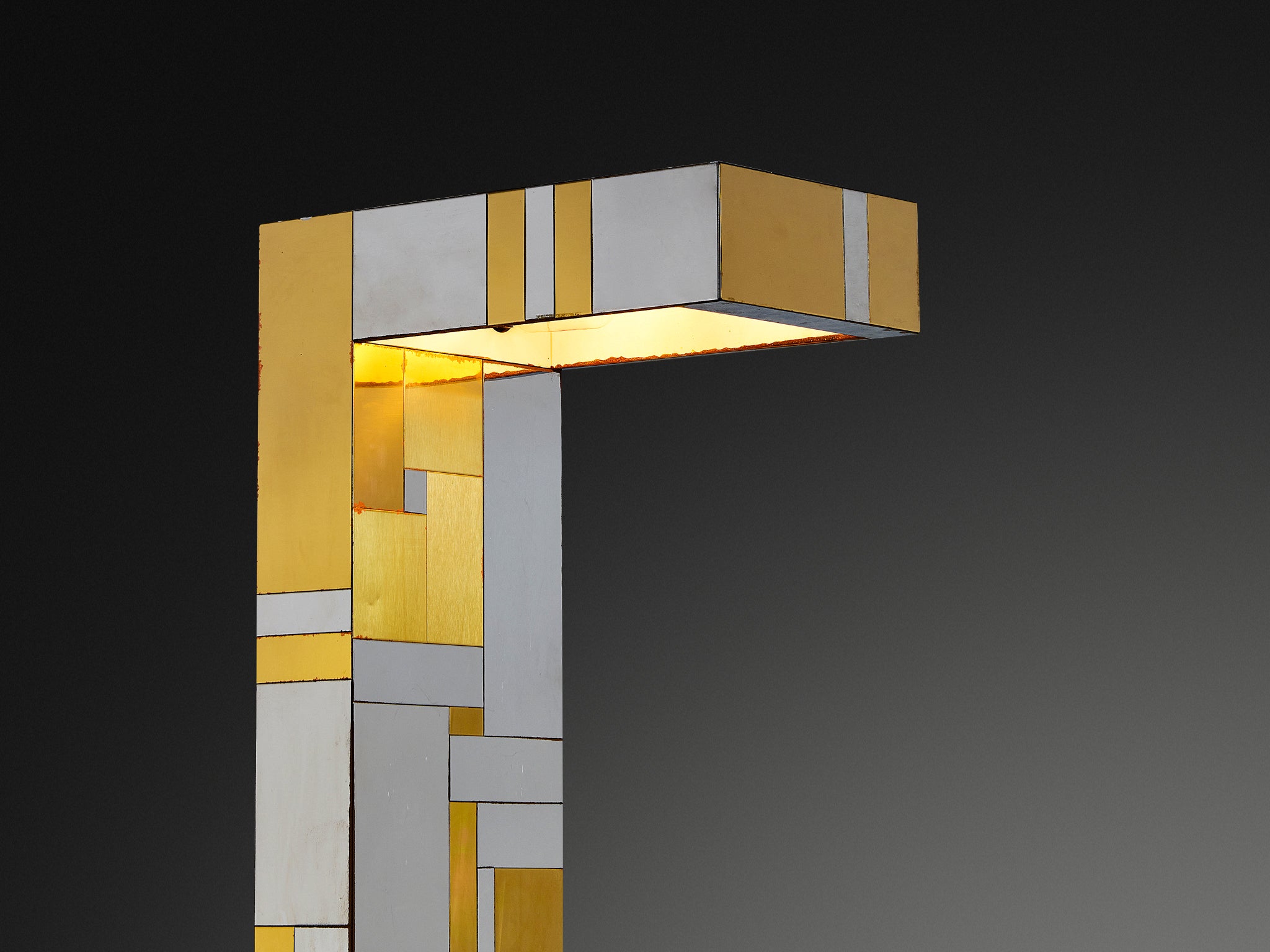 Paul Evans Directional 'Cityscape' Floor Lamp in Chrome-plated Steel and Brass Lighting Morentz
