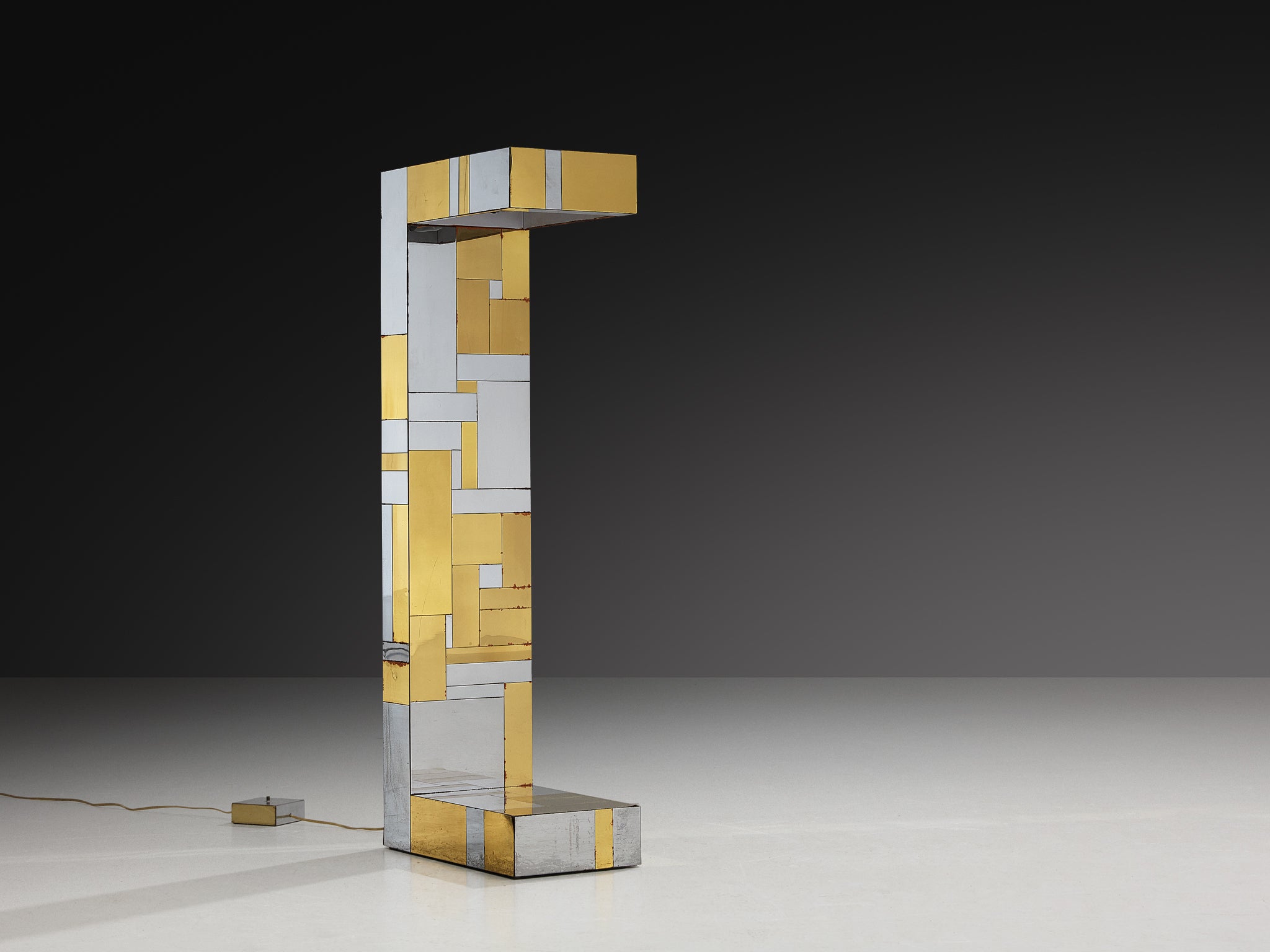 Paul Evans Directional 'Cityscape' Floor Lamp in Chrome-plated Steel and Brass Lighting Morentz