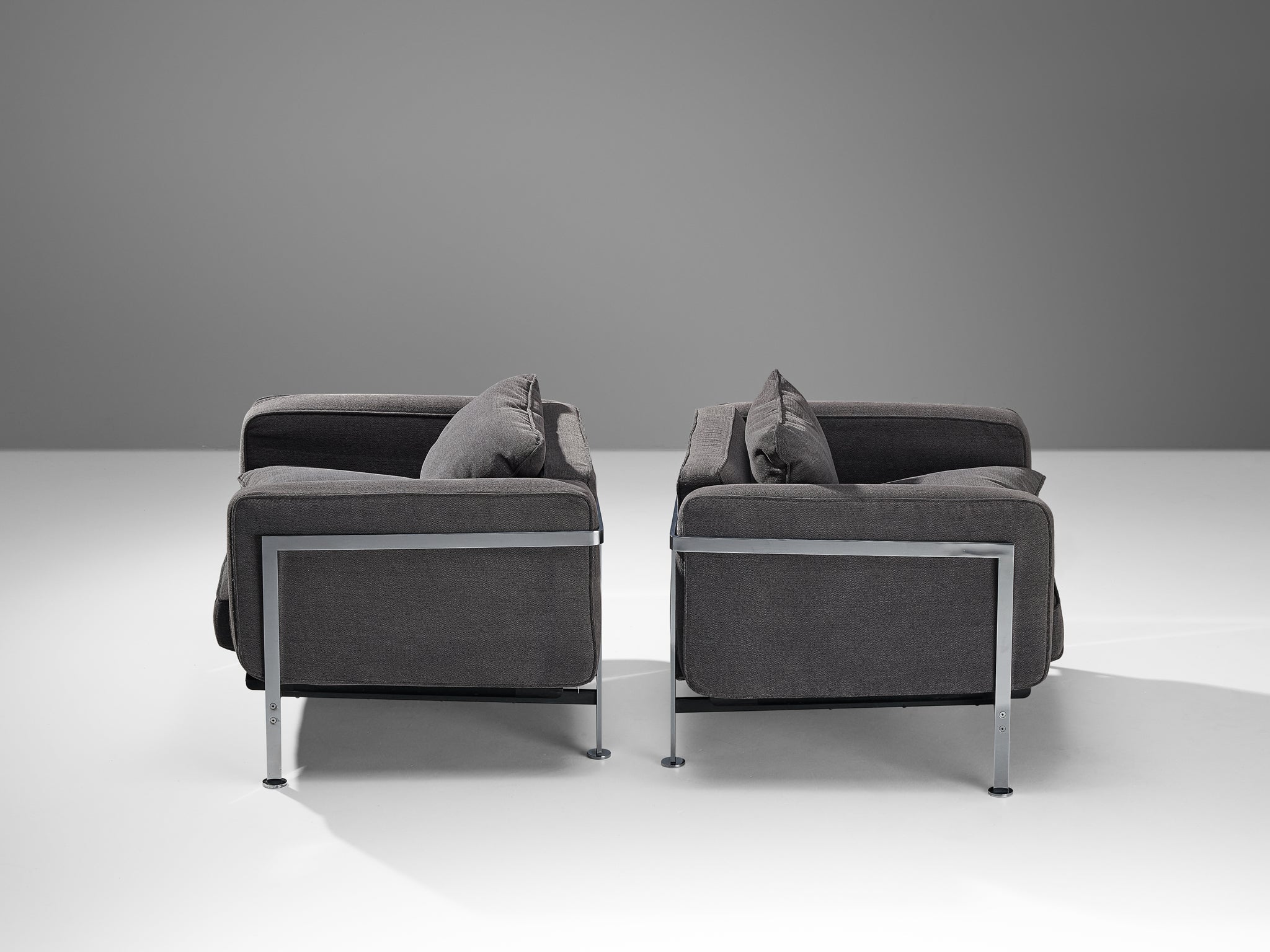 Robert Haussmann for De Sede Pair of Lounge Chairs in Grey Fabric and Steel seating Morentz