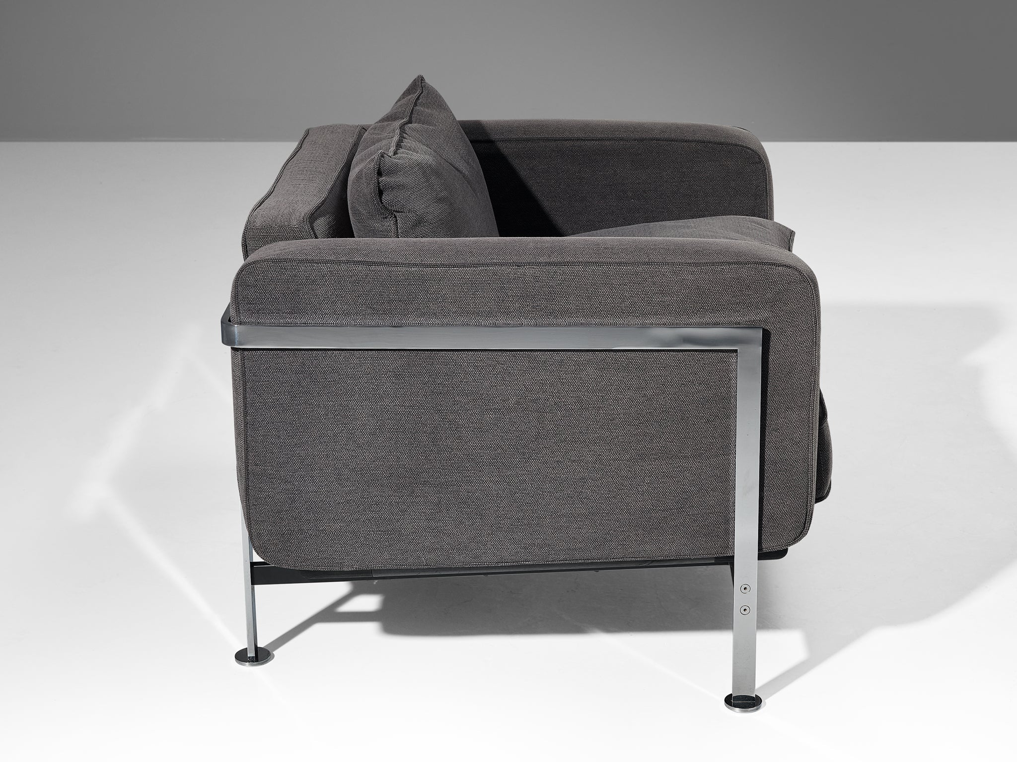 Robert Haussmann for De Sede Pair of Lounge Chairs in Grey Fabric and Steel seating Morentz