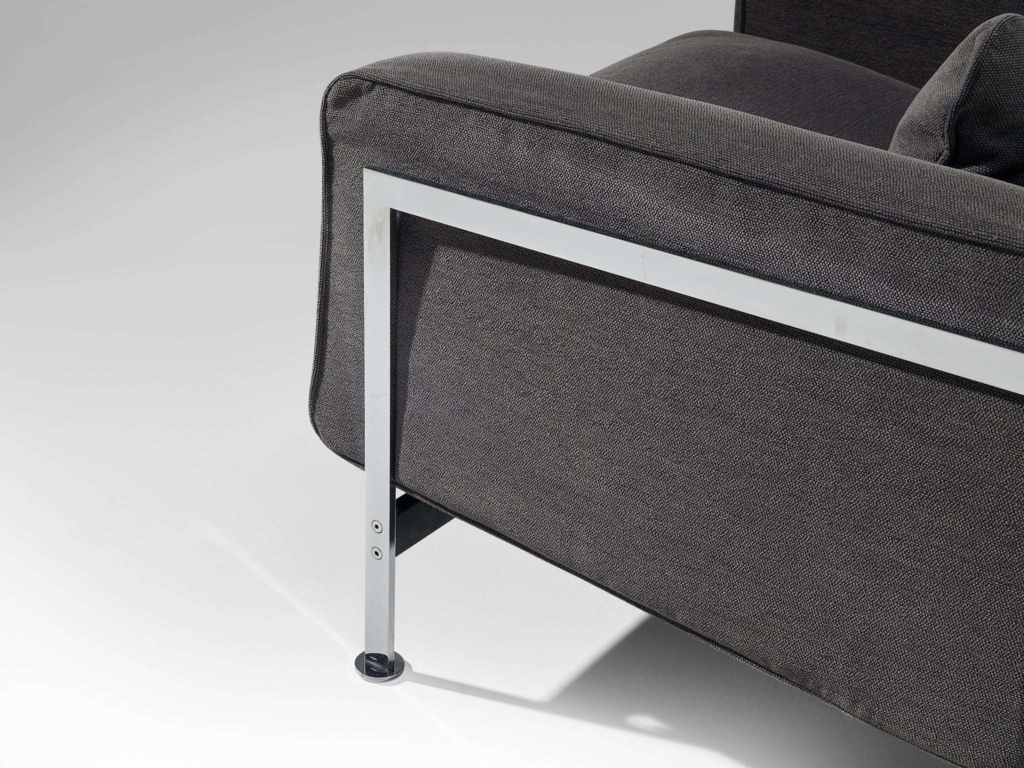 Robert Haussmann for De Sede Pair of Lounge Chairs in Grey Fabric and Steel seating Morentz