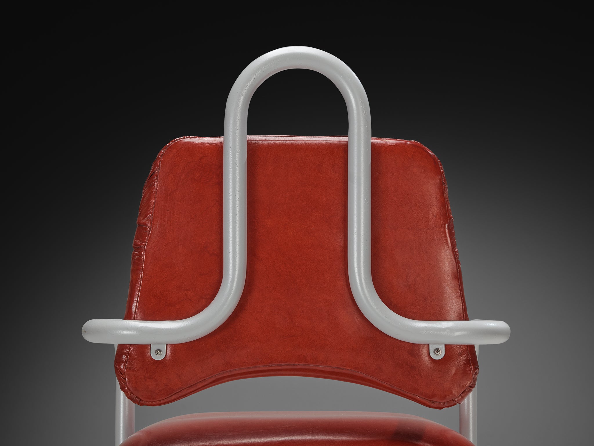 Kwok Hoi Chan for Steiner Pair of Dining Chairs in Red Leather Seating Morentz