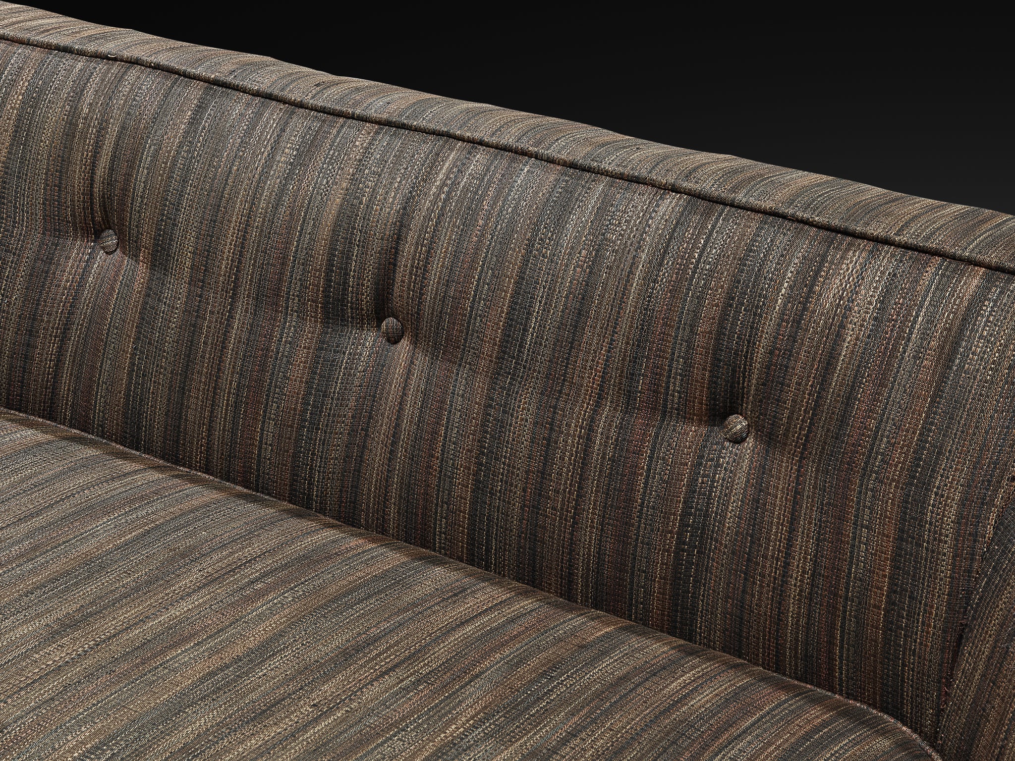 Mid-Century American Sectional Corner Sofa in Finely Striped Upholstery