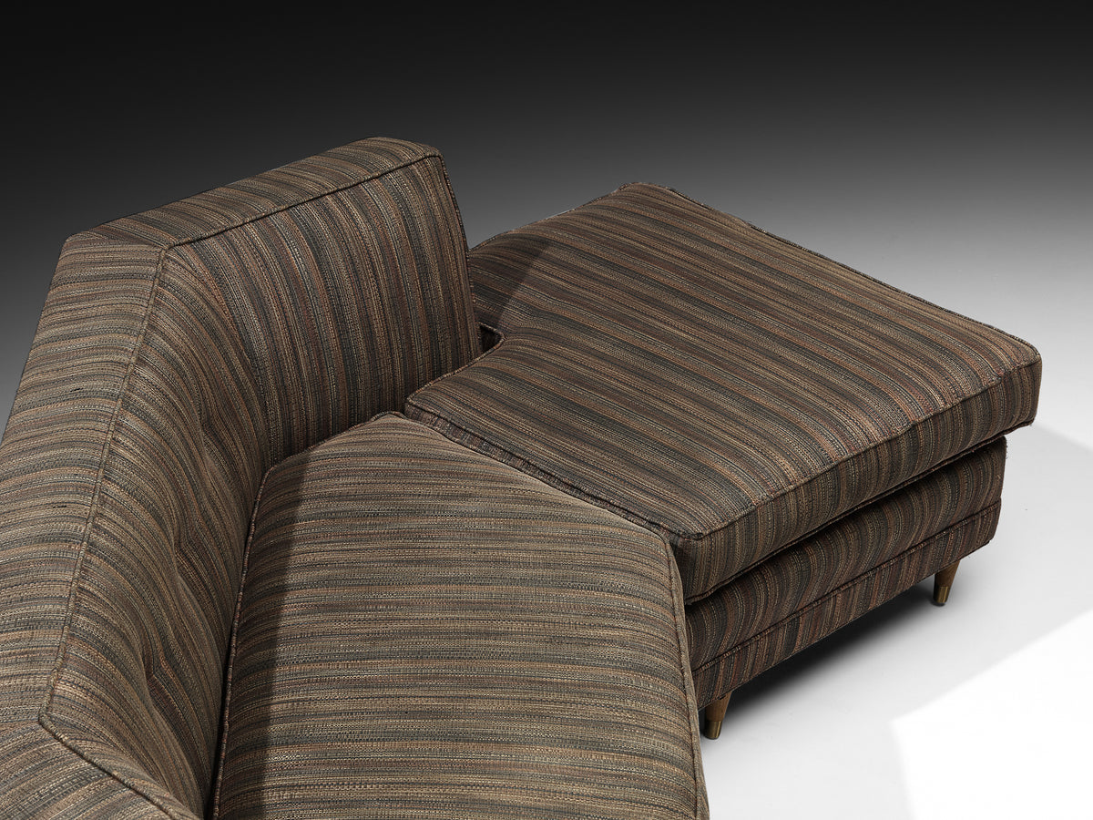 Mid-Century American Sectional Corner Sofa in Finely Striped Upholstery Seating Morentz