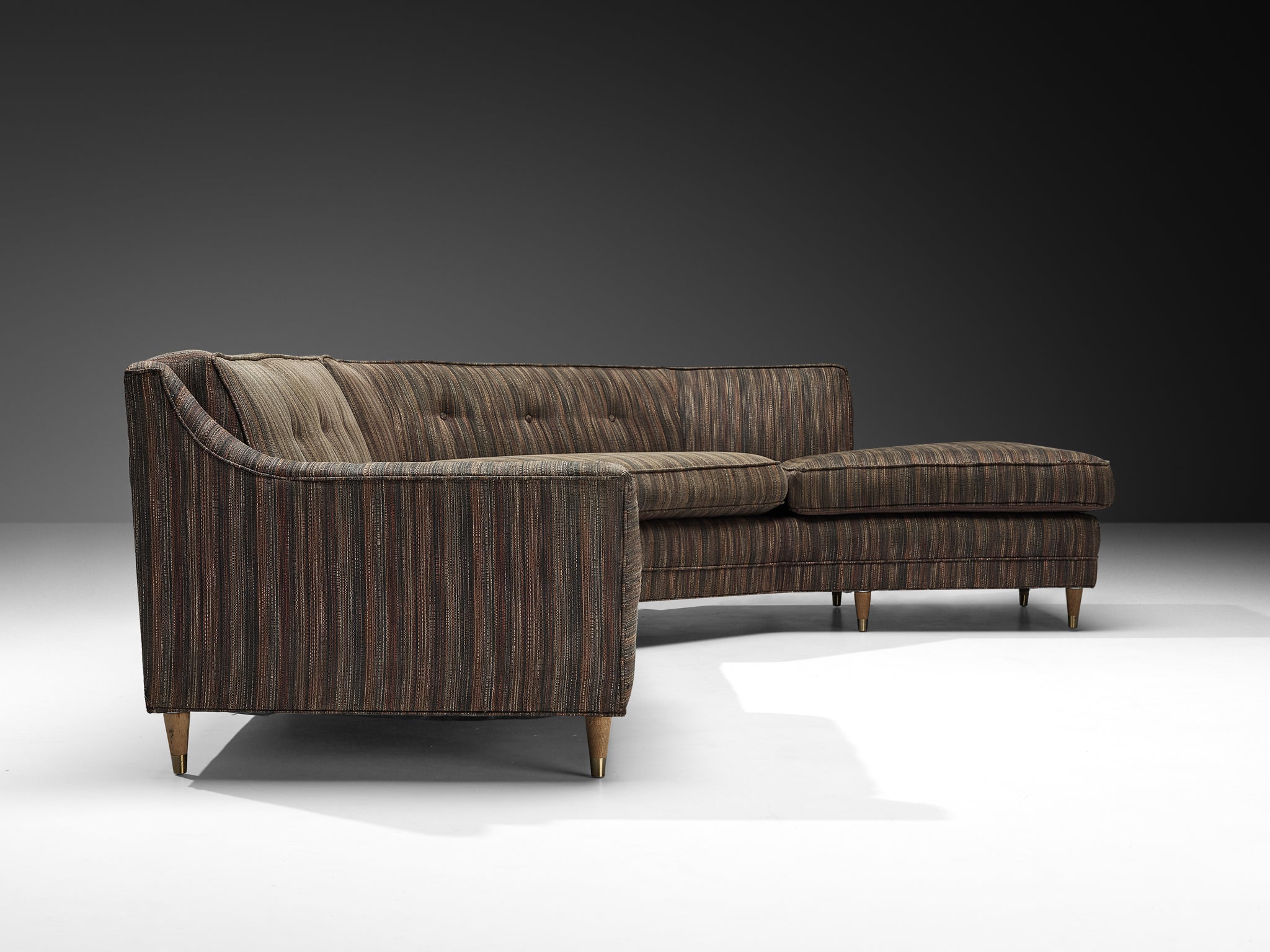 Mid-Century American Sectional Corner Sofa in Finely Striped Upholstery Seating Morentz