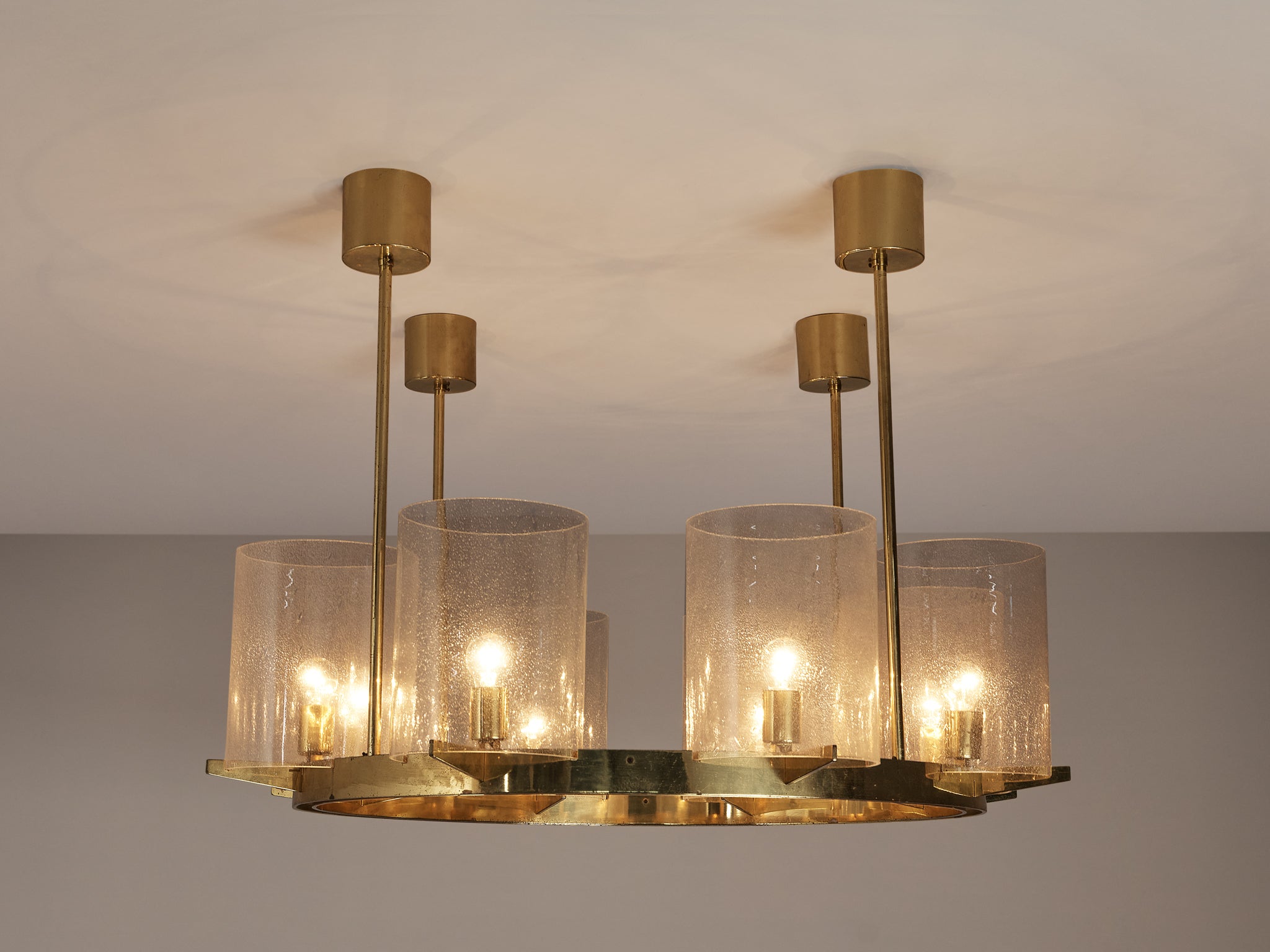 Hans-Agne Jakobsson Chandelier in Brass and Blown Glass Lighting Morentz