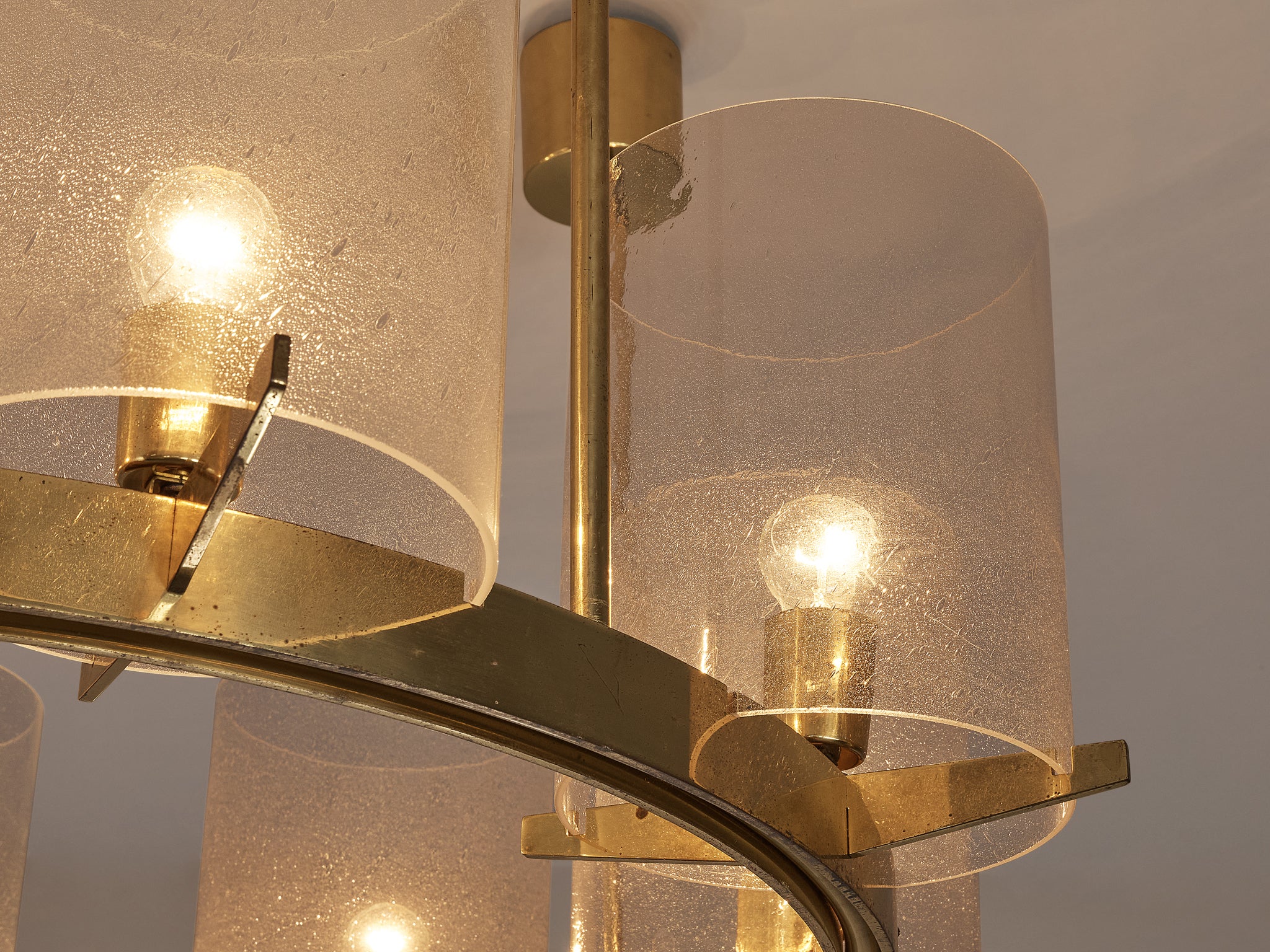 Hans-Agne Jakobsson Chandelier in Brass and Blown Glass Lighting Morentz