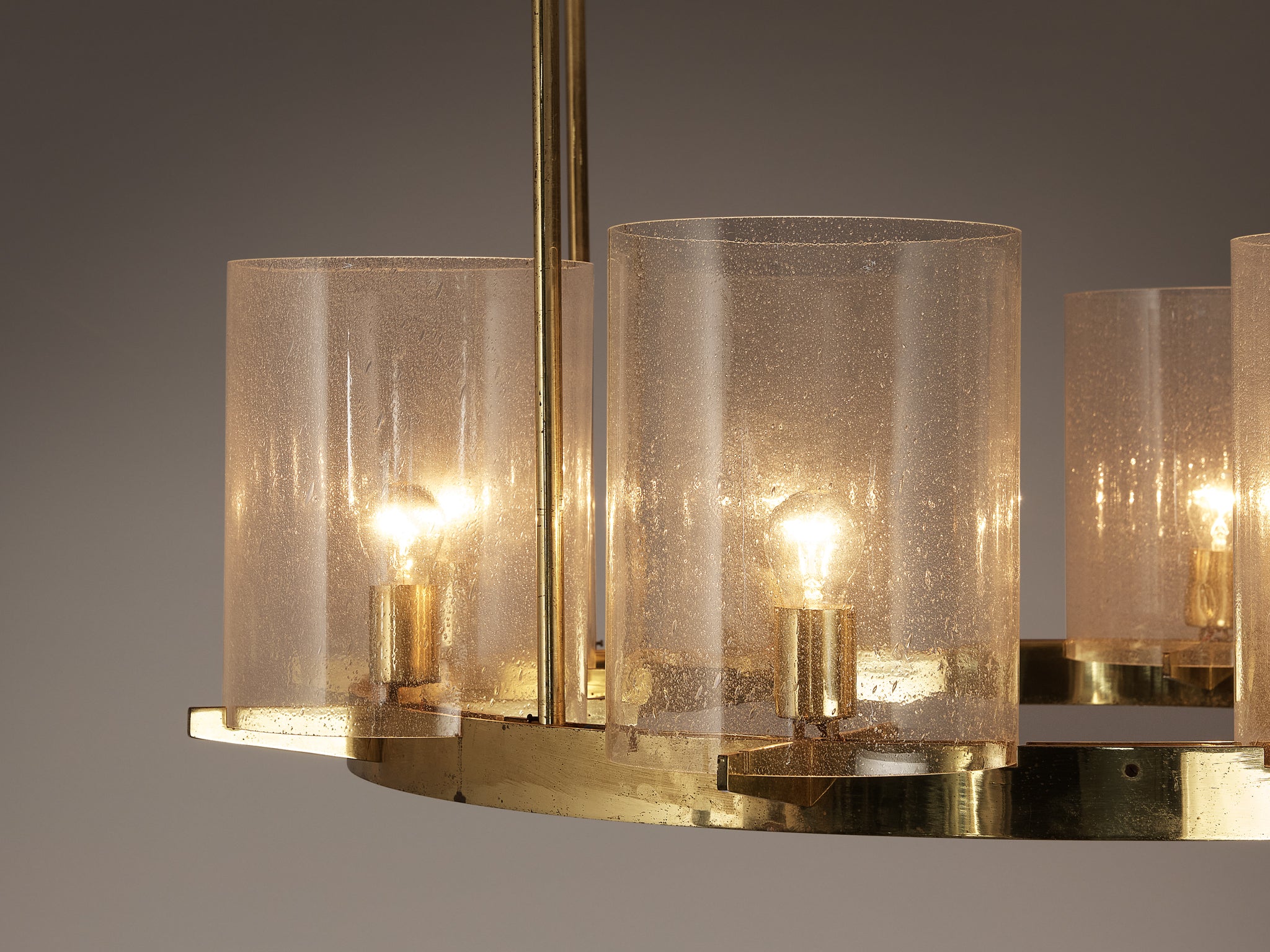 Hans-Agne Jakobsson Chandelier in Brass and Blown Glass Lighting Morentz