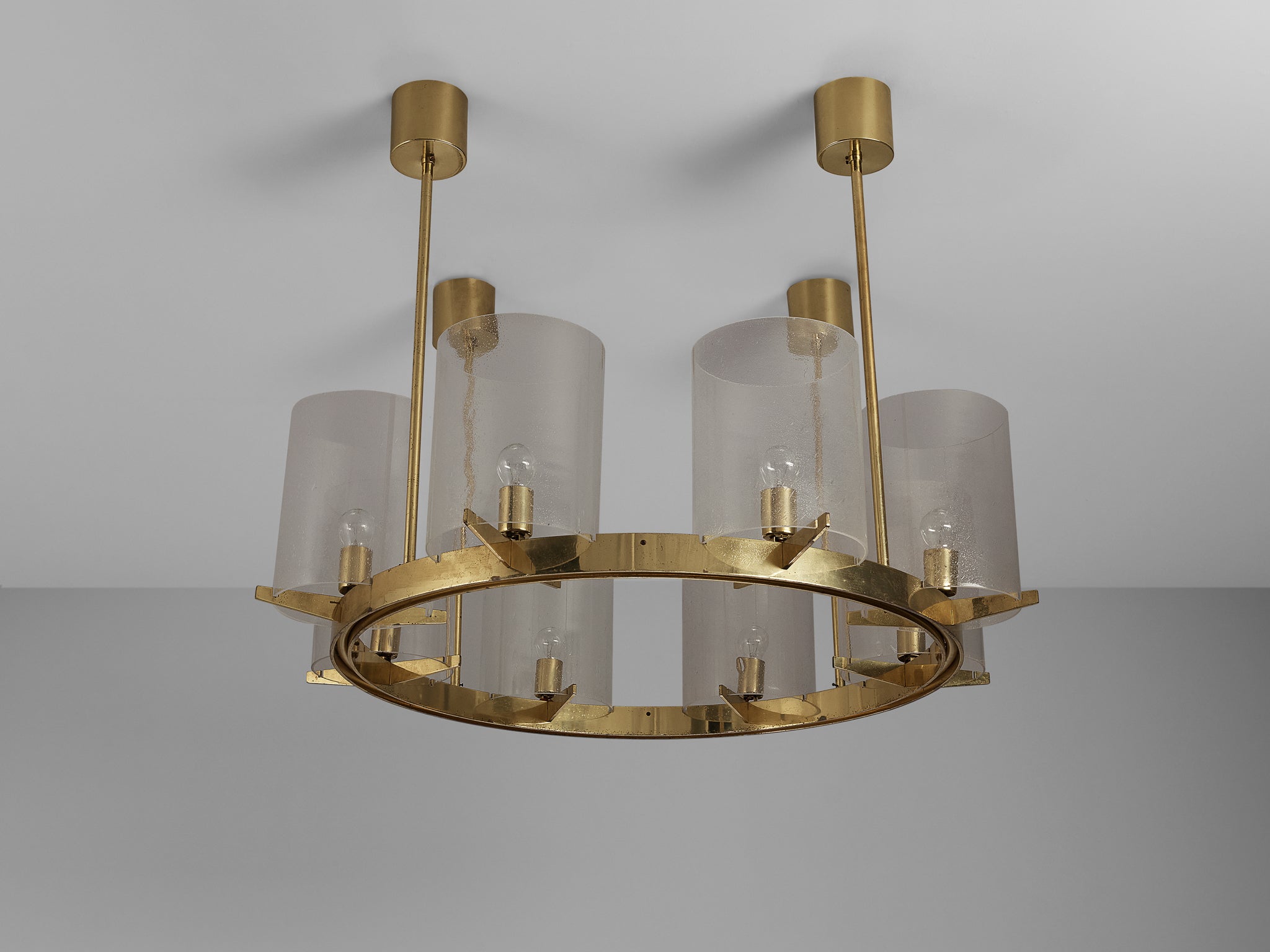 Hans-Agne Jakobsson Chandelier in Brass and Blown Glass Lighting Morentz