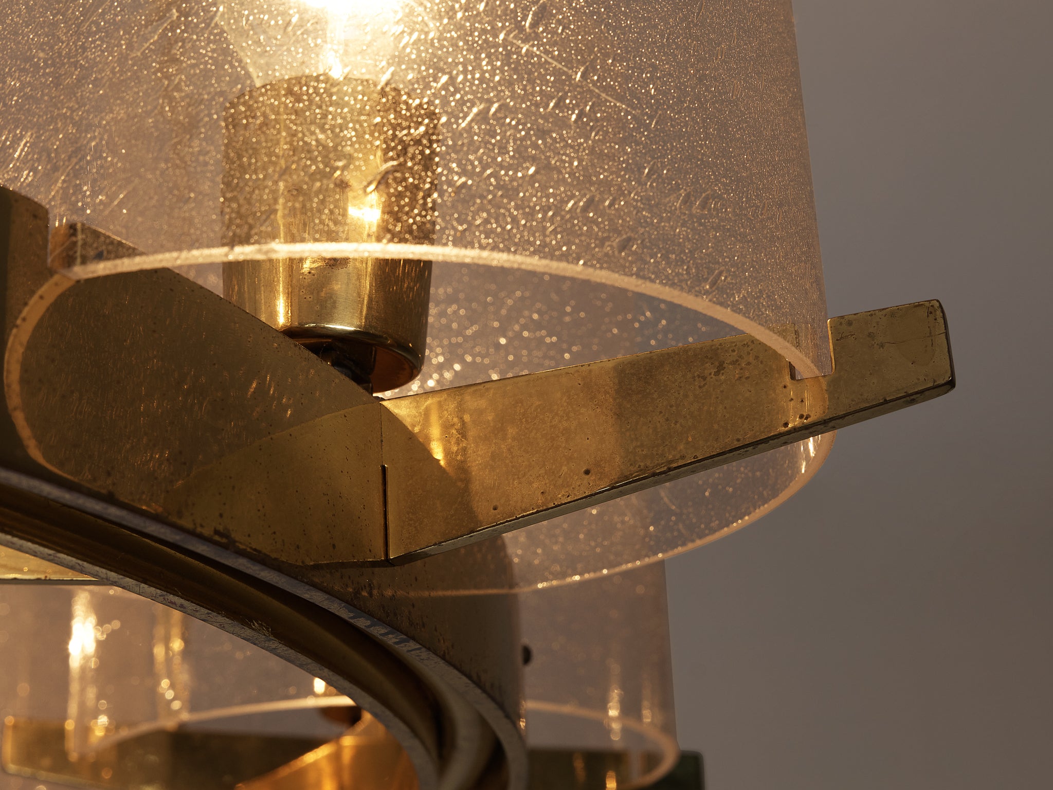 Hans-Agne Jakobsson Chandelier in Brass and Blown Glass Lighting Morentz