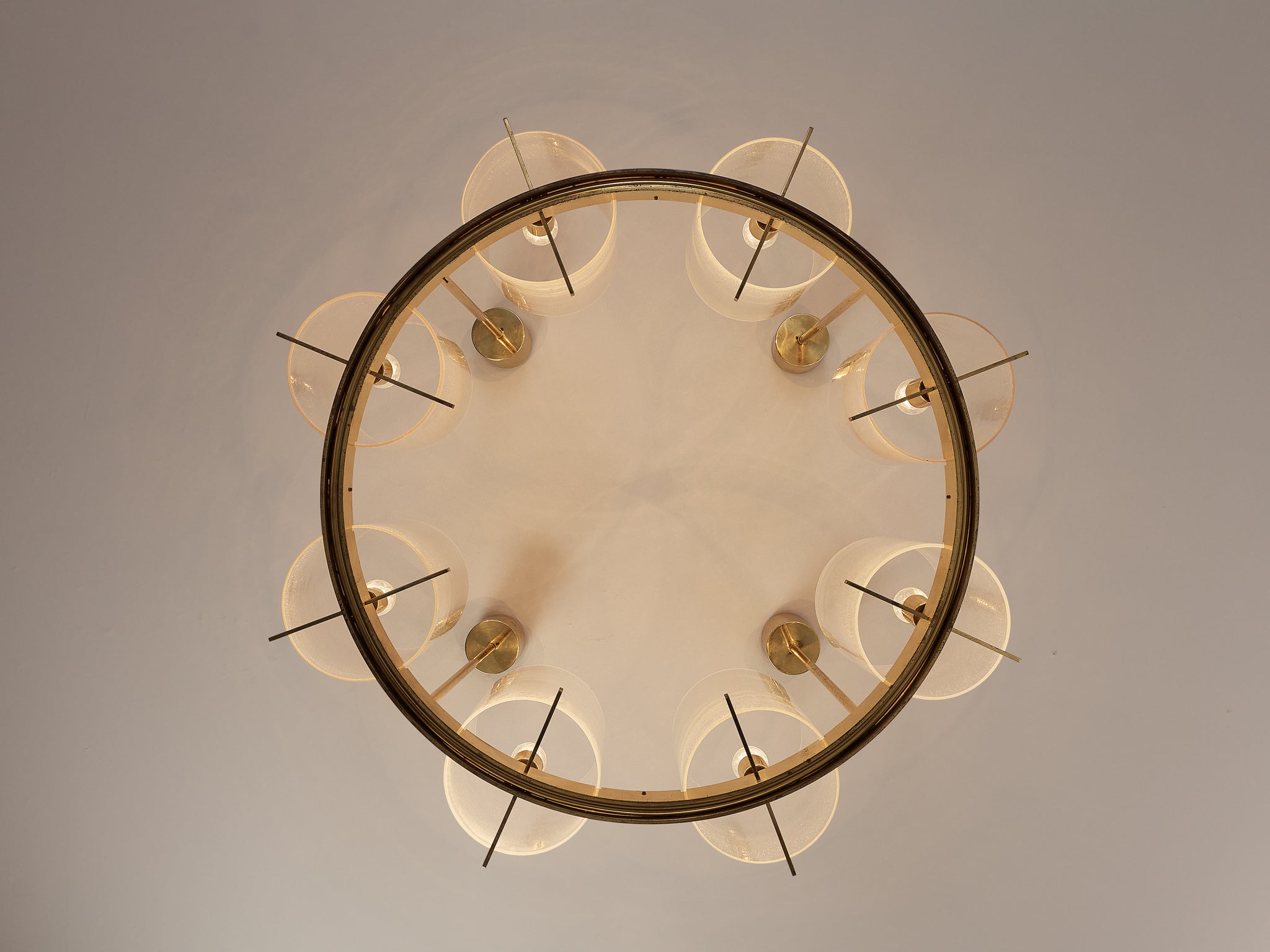 Hans-Agne Jakobsson Chandelier in Brass and Blown Glass Lighting Morentz