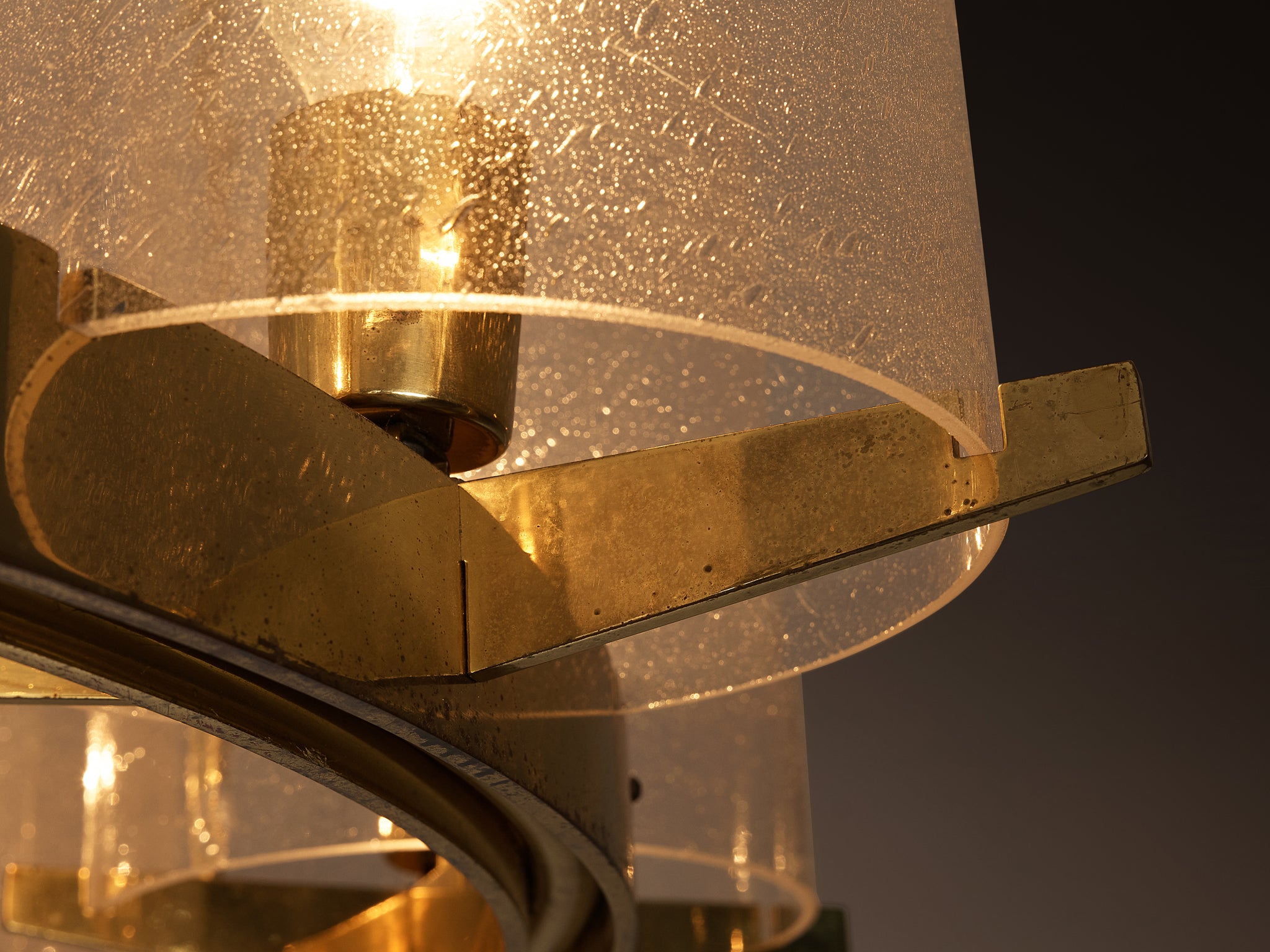 Hans-Agne Jakobsson Chandelier in Brass and Blown Glass