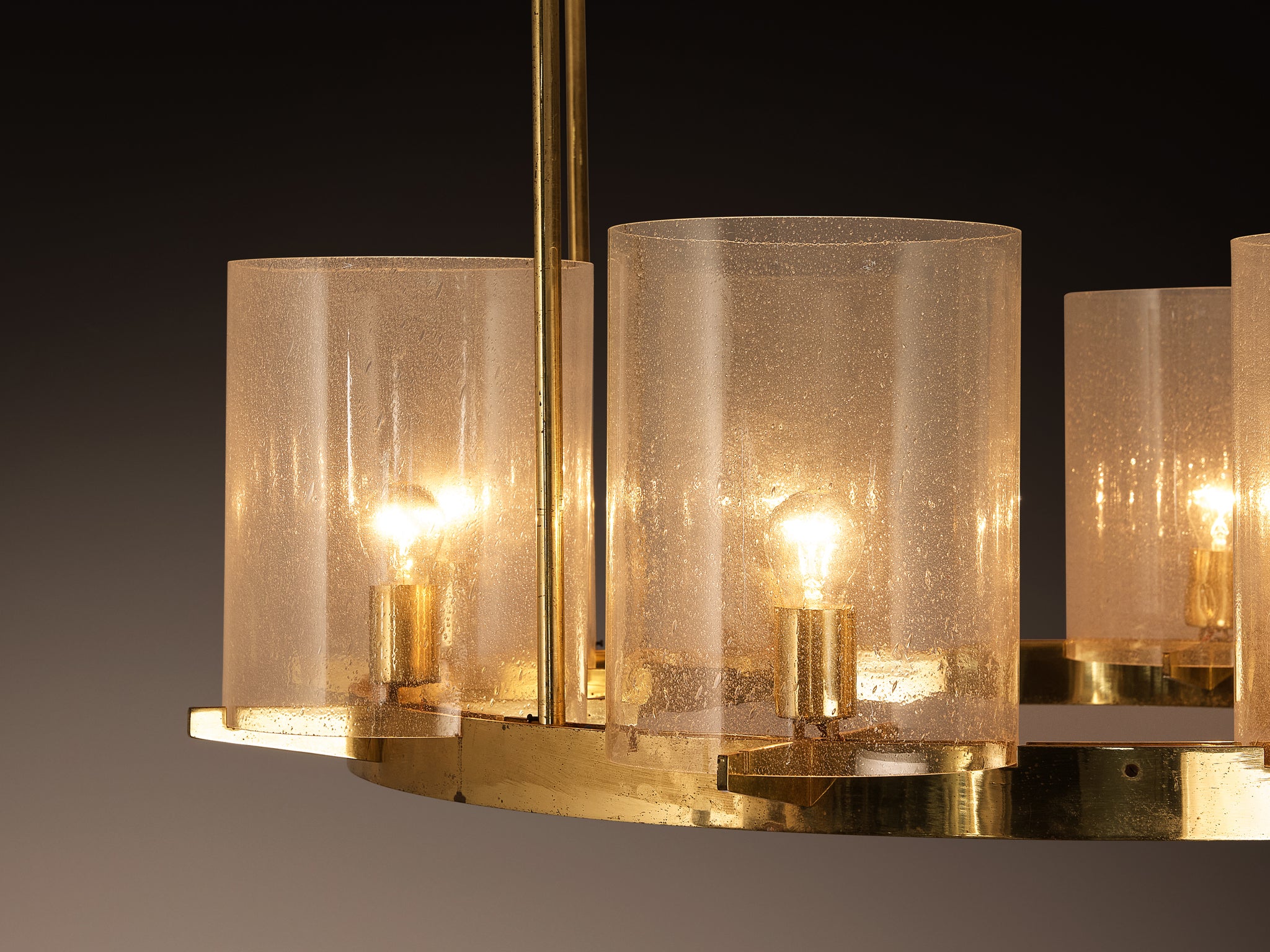 Hans-Agne Jakobsson Chandelier in Brass and Blown Glass