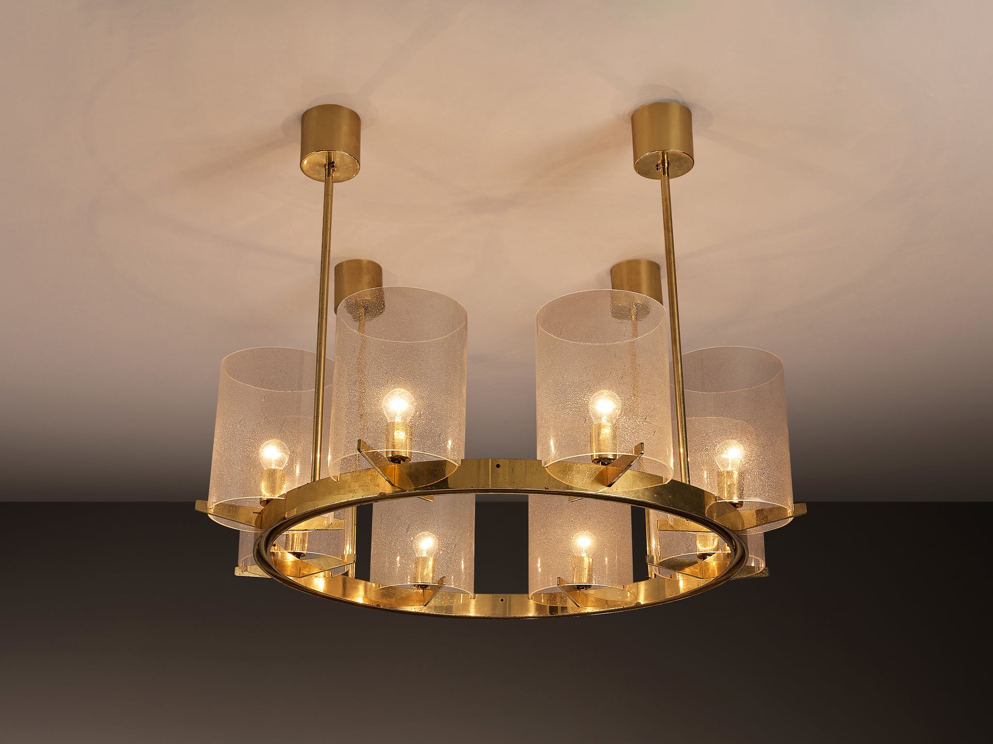 Hans-Agne Jakobsson Chandelier in Brass and Blown Glass