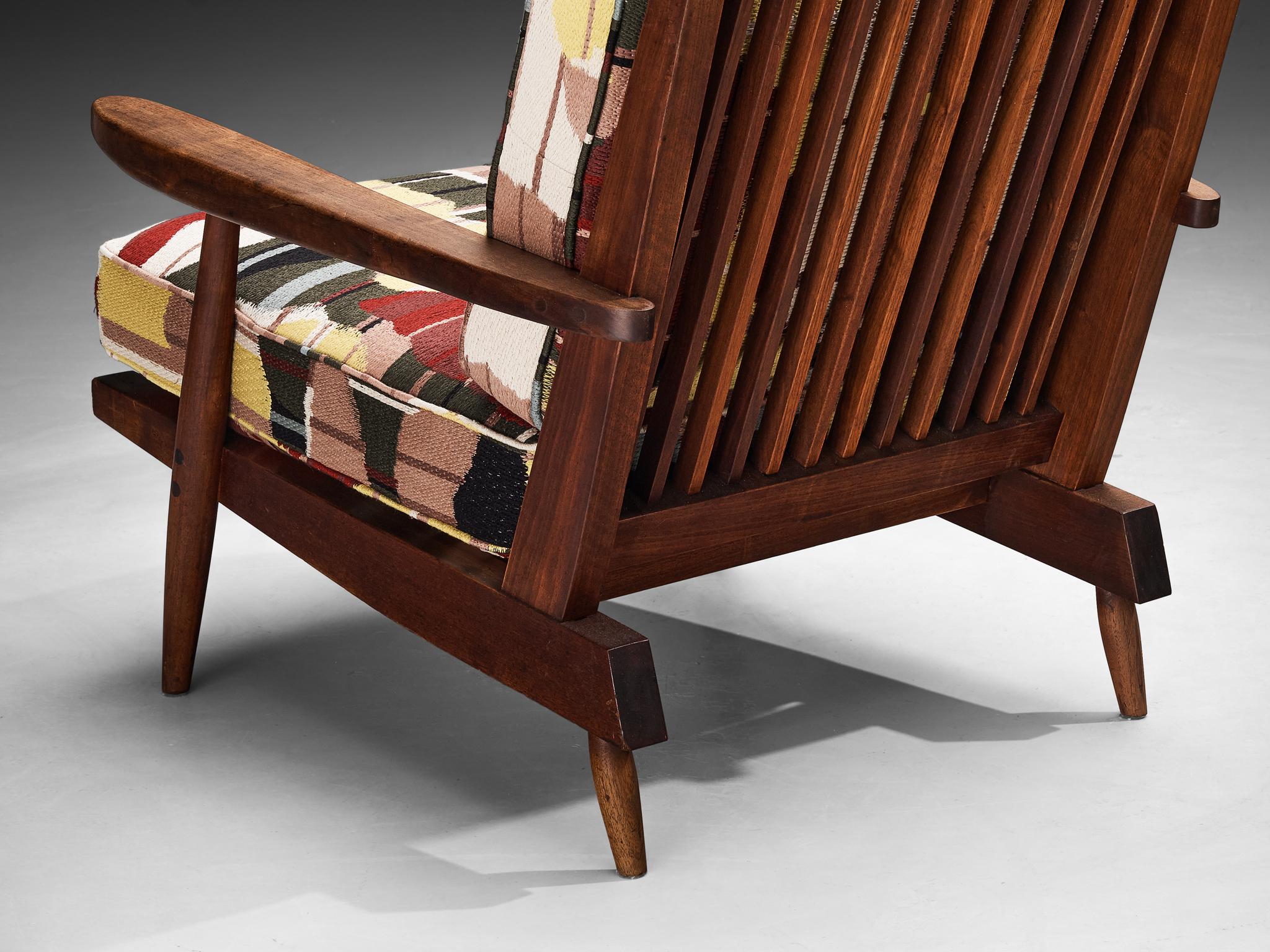 George Nakashima 'Cushion' Spindleback Lounge Chair and Ottoman in Walnut
