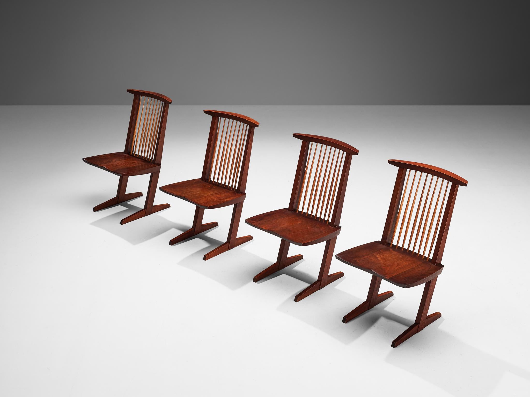 George Nakashima Set of Four 'Conoid' Dining Chairs in Walnut