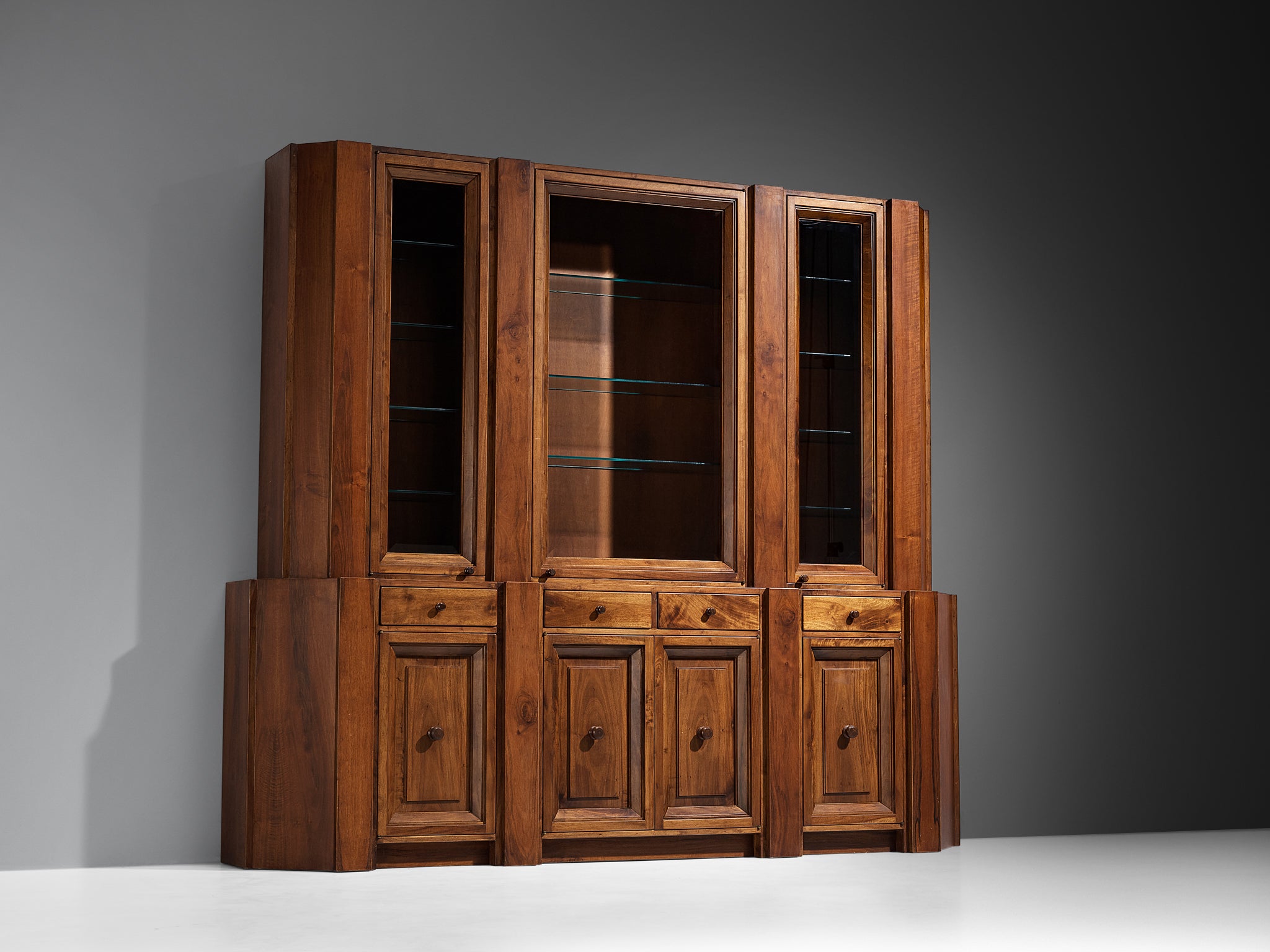 Giuseppe Rivadossi for Officina Rivadossi Library in Walnut Case pieces and storage cabinets Morentz
