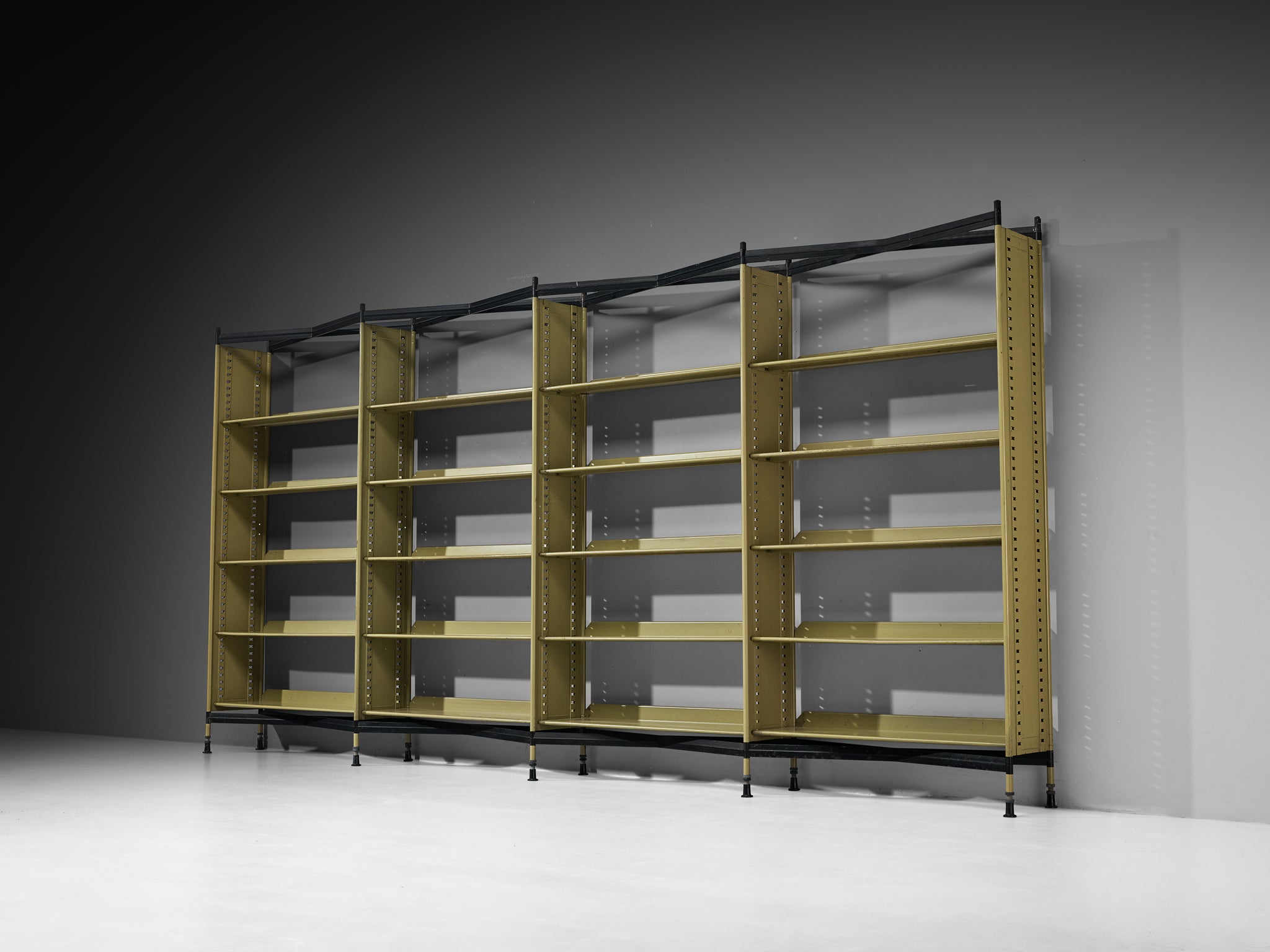 Studio BBPR for Olivetti 'Spazio' Large Shelving System in Olive Colored Steel Case pieces and storage cabinets Morentz