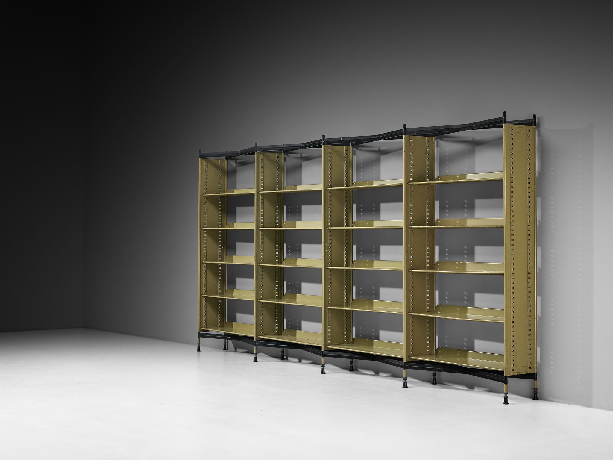Studio BBPR for Olivetti 'Spazio' Large Shelving System in Olive Colored Steel Case pieces and storage cabinets Morentz
