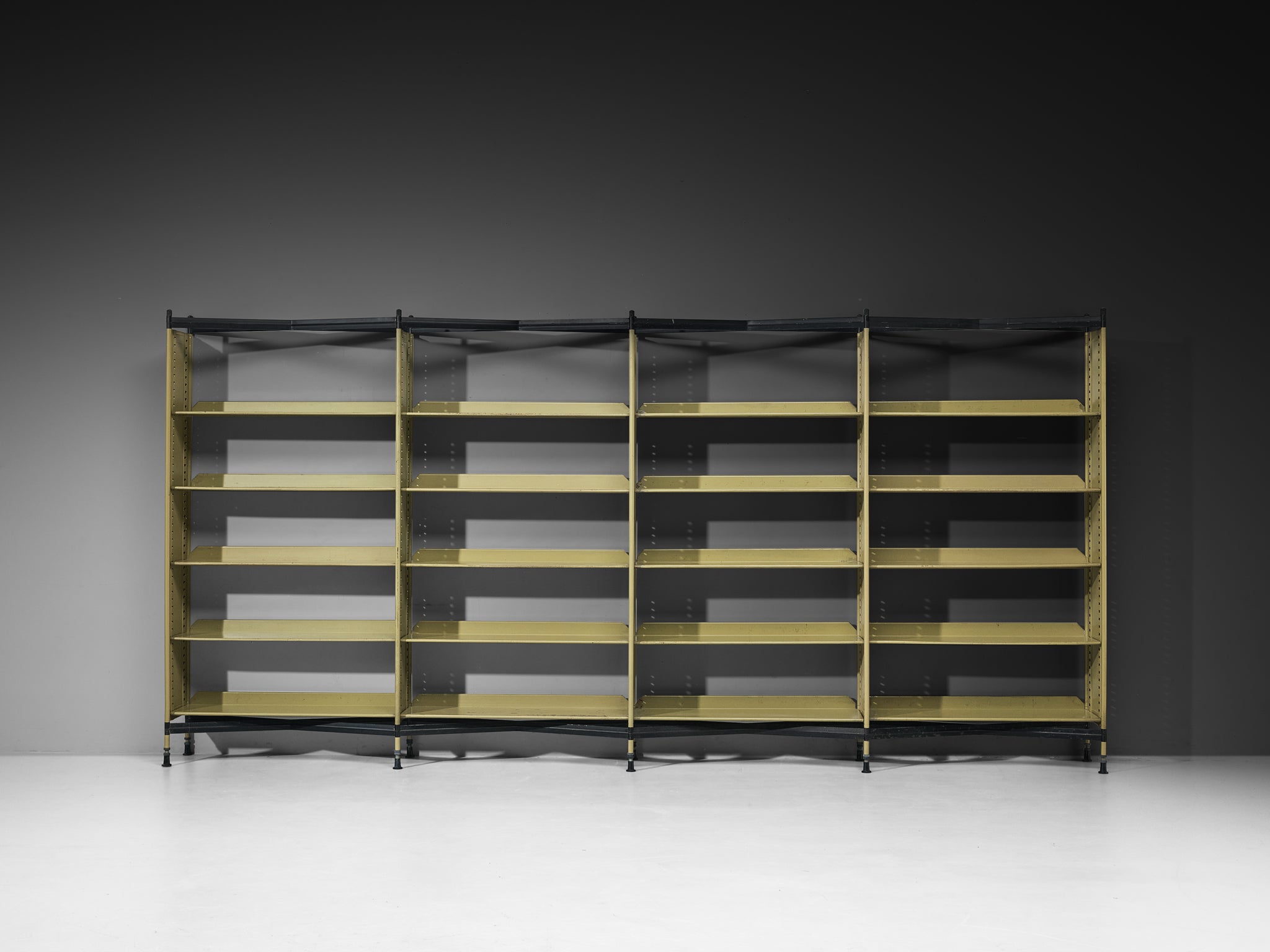 Studio BBPR for Olivetti 'Spazio' Large Shelving System in Olive Colored Steel Case pieces and storage cabinets Morentz