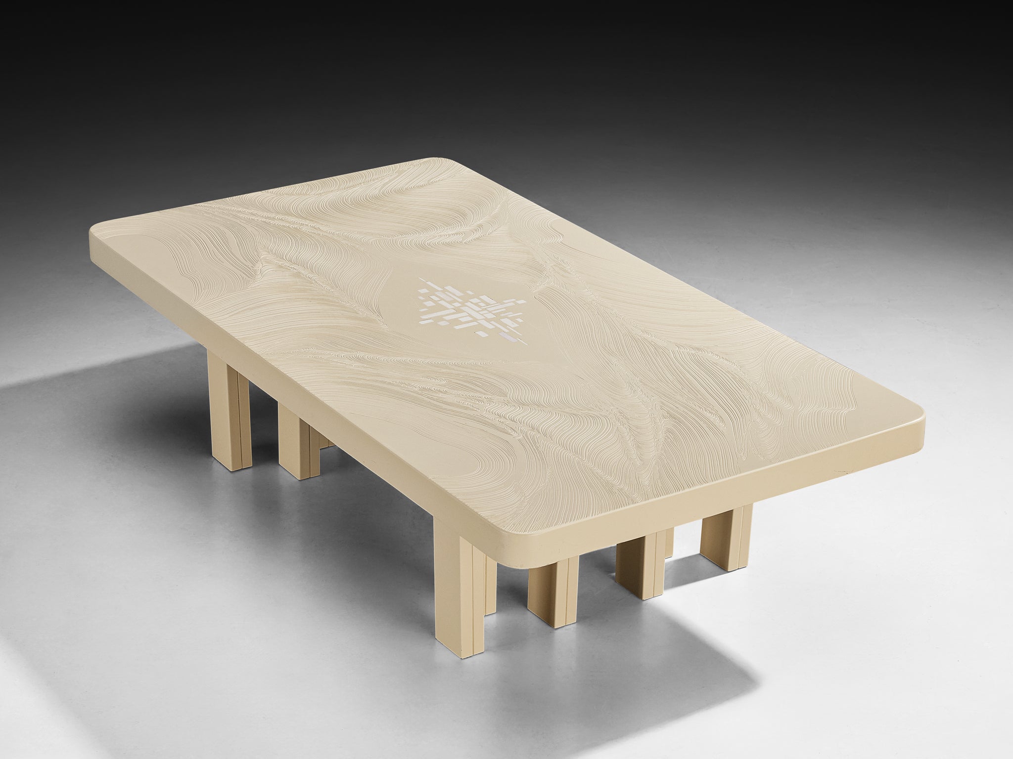 Jean Claude Dresse Rectangular Coffee Table in Off-White Resin Tables Morentz