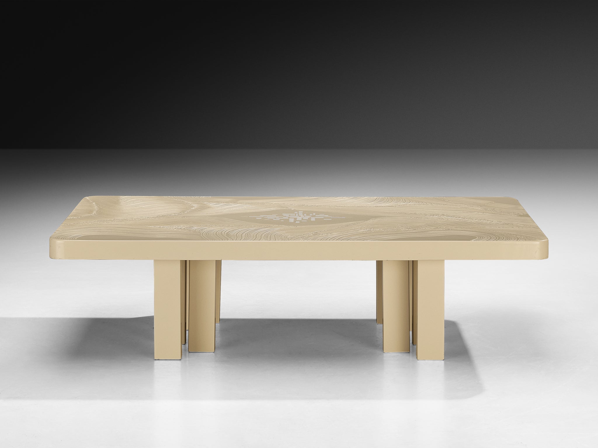 Jean Claude Dresse Rectangular Coffee Table in Off-White Resin Tables Morentz