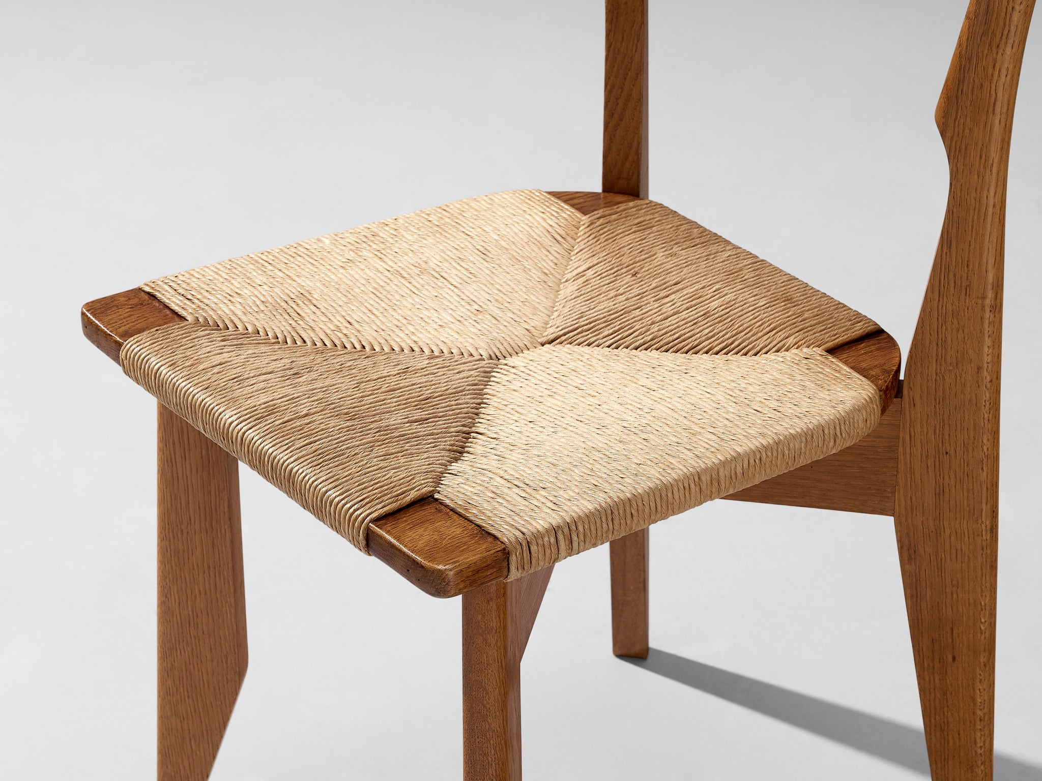 Guillerme & Chambron 'Thibault' Dining Chair in Oak and Papercord seating Morentz
